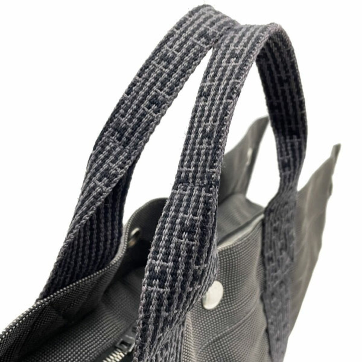 Hermes Her Line Gray Nylon Canvas Tote Bag (Pre-Owned)