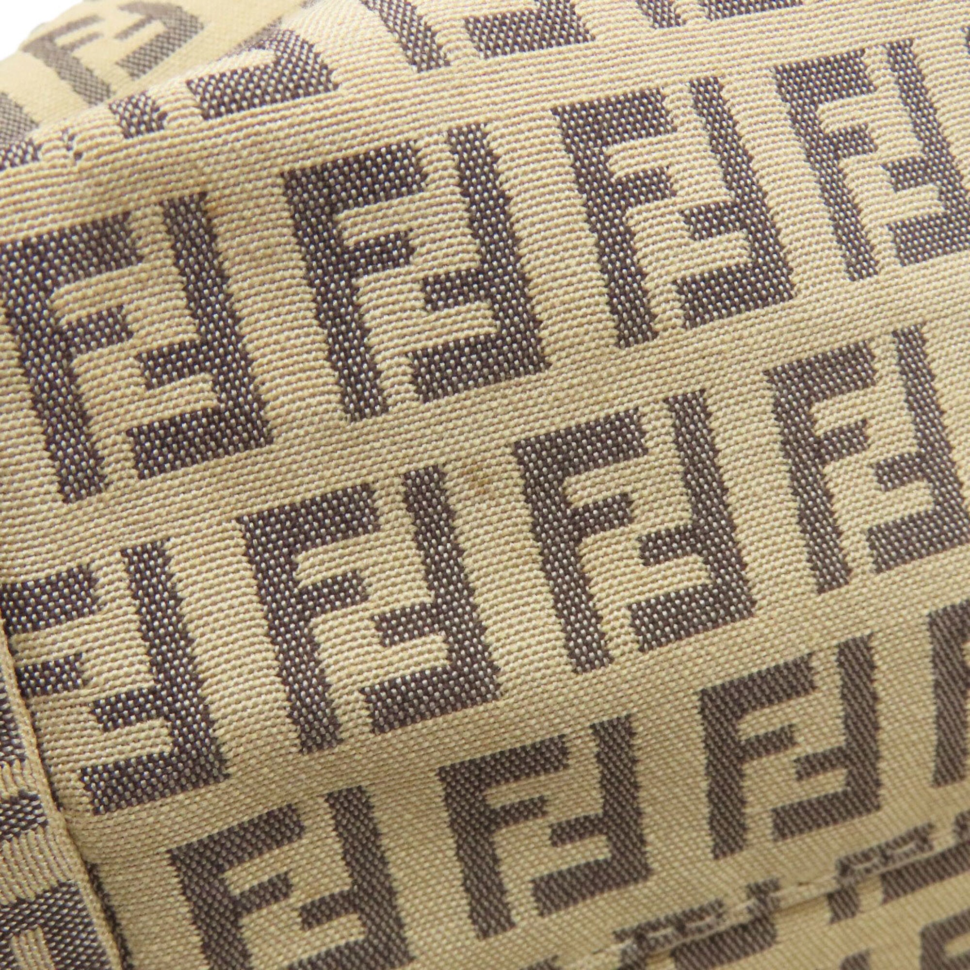 Fendi Zucca Beige Black Canvas Leather Tote Bag (Pre-Owned)