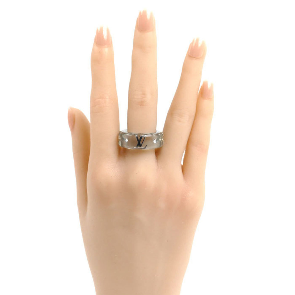 Louis Vuitton Silver Blue Gold Plating Resin Band Ring (Pre-Owned)