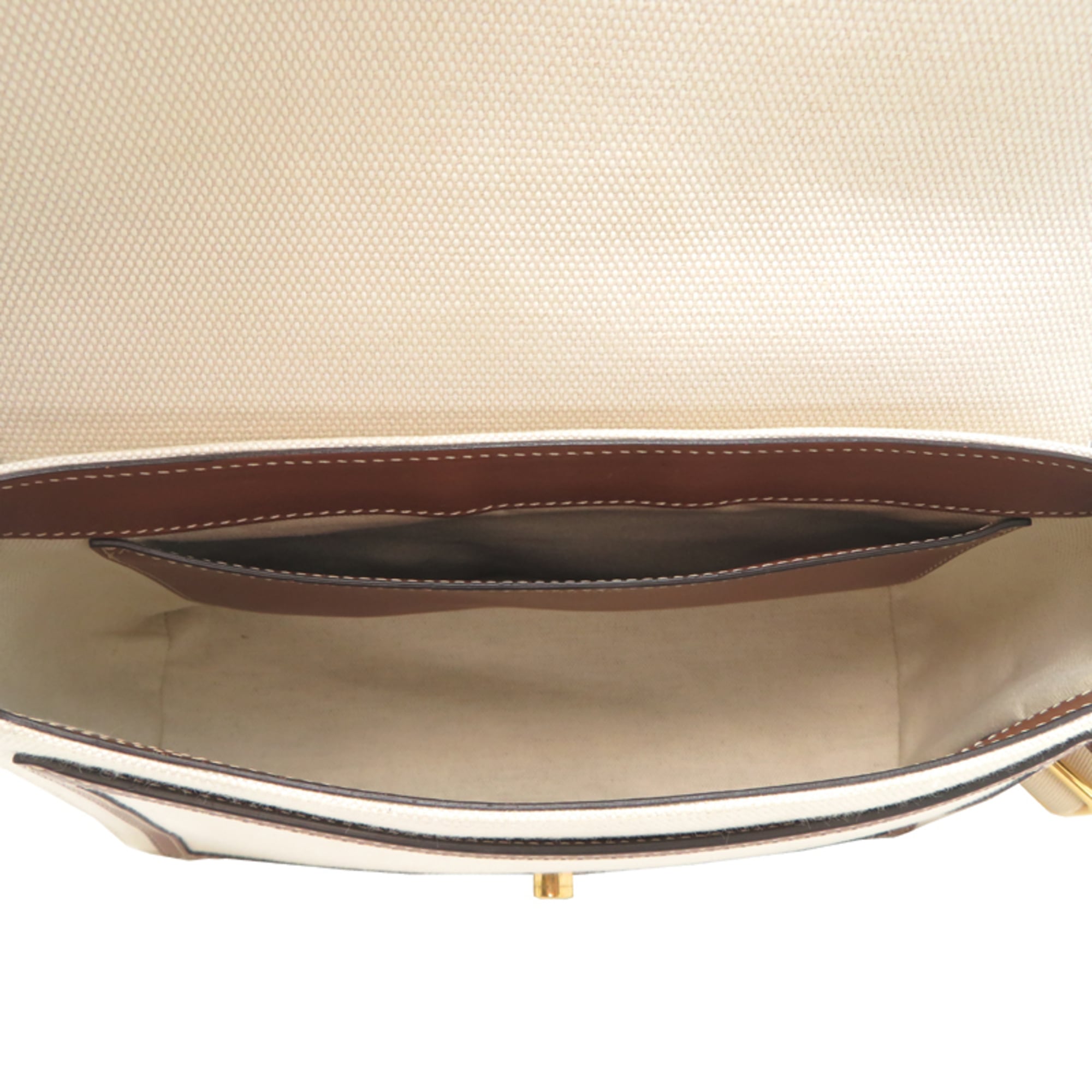 Burberry Beige Brown Canvas Leather Shoulder Bag (Pre-Owned)