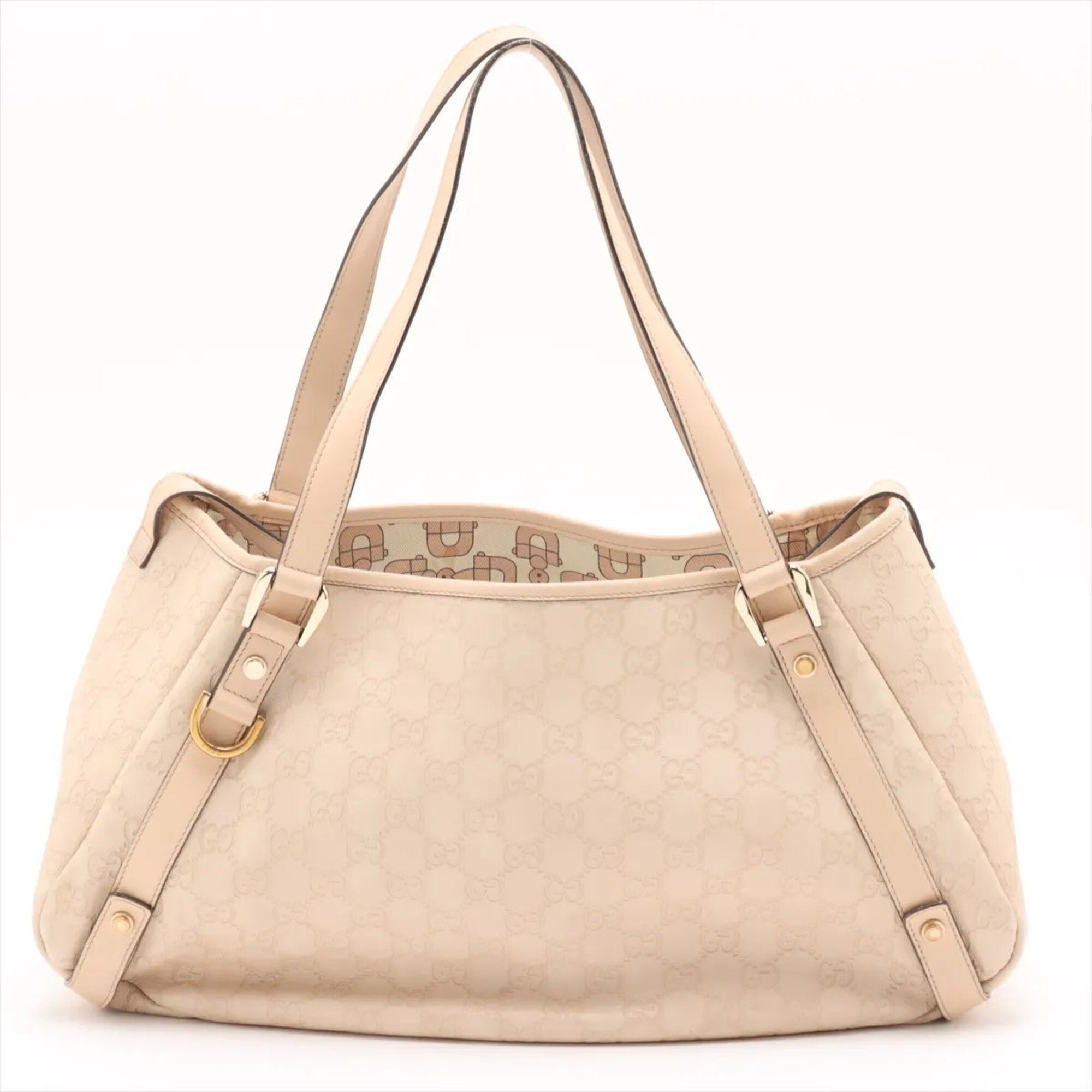 Gucci Pink Beige Leather Handbag Shoulder Bag Tote Bag (Pre-Owned)