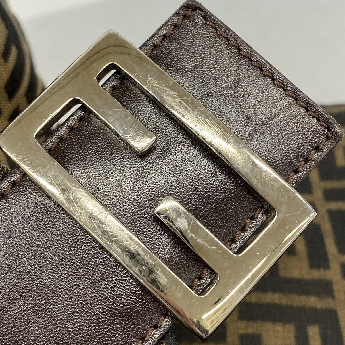 Fendi Brown Nylon Canvas Shoulder Bag (Pre-Owned)
