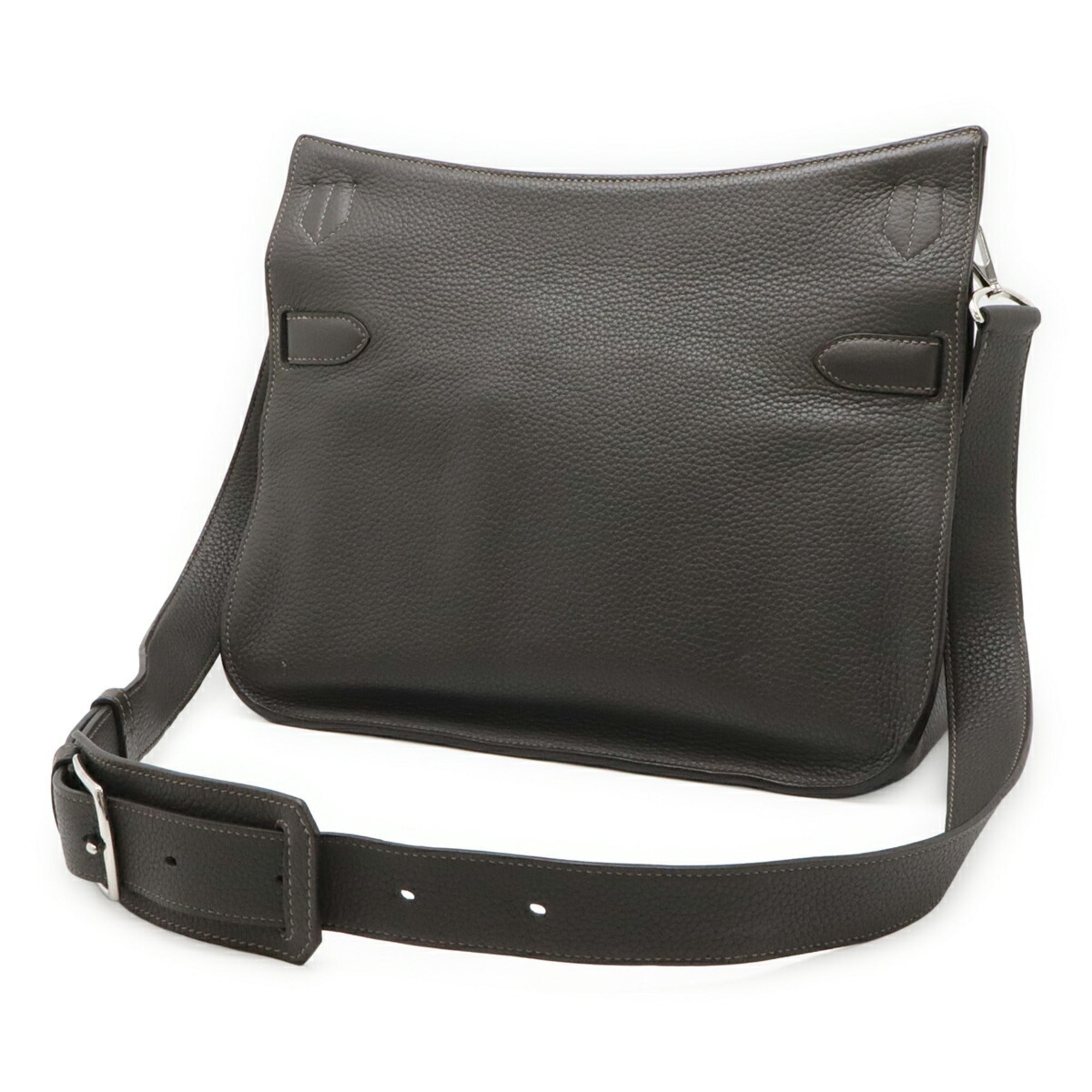 Hermes Gray Leather Handbag Shoulder Bag (Pre-Owned)