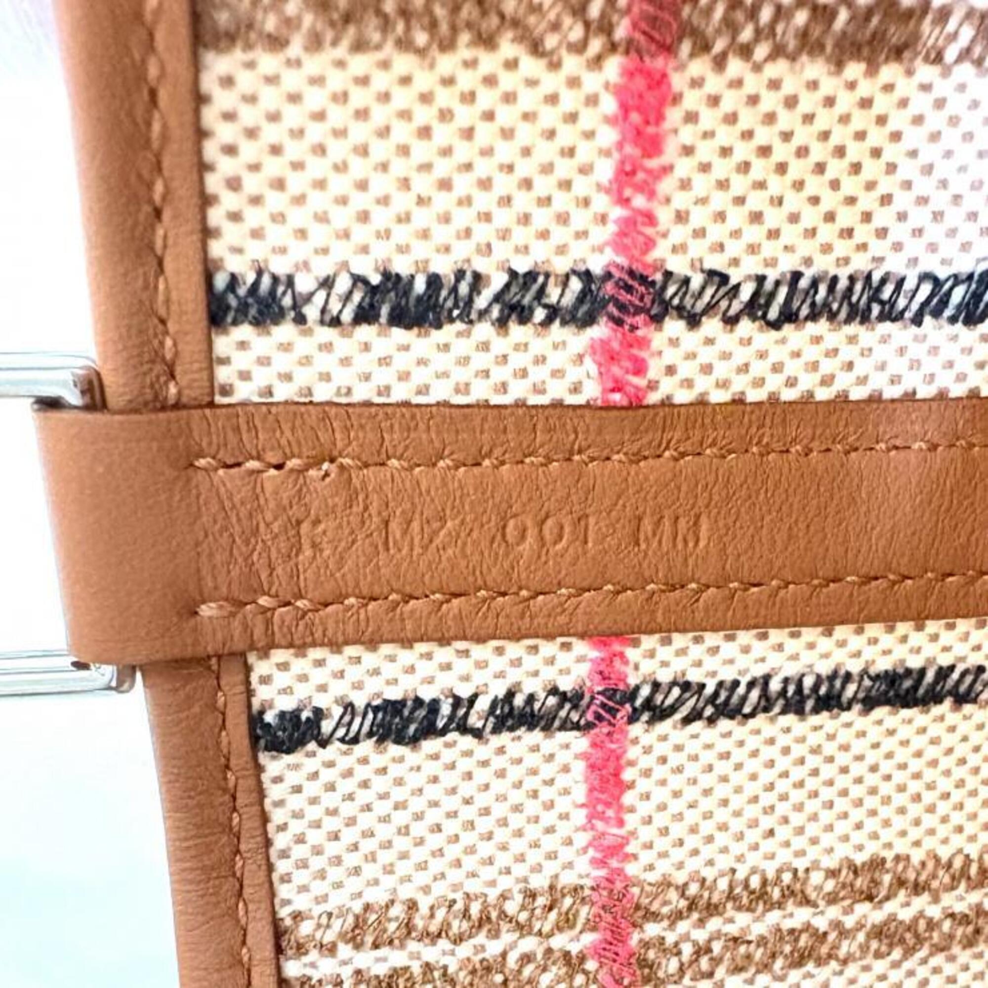 Hermes Beige Brown Cream Ecru Fauve Orange Toile H Swift Leather Handbag (Pre-Owned)