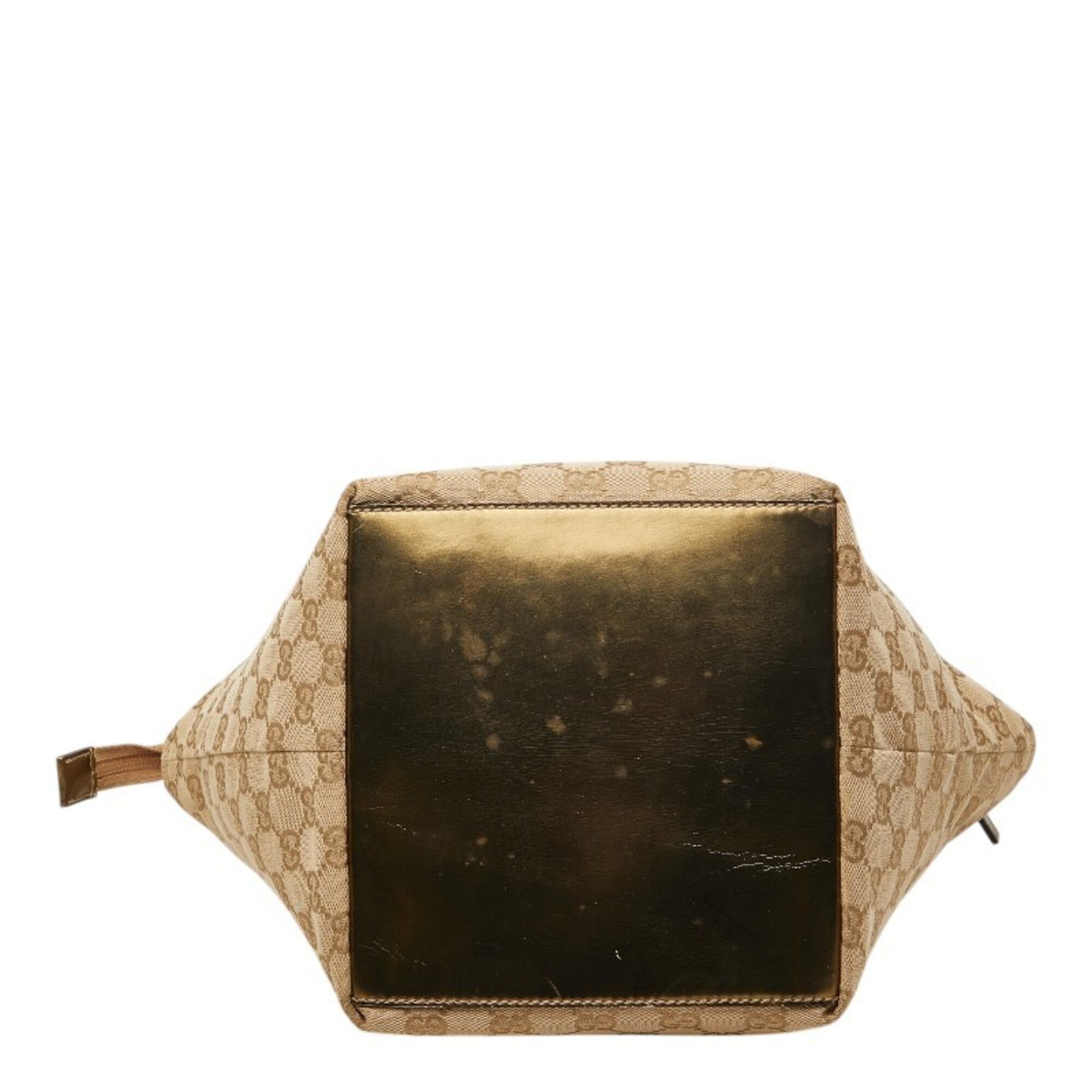 Gucci Beige Gold Canvas Leather Handbag (Pre-Owned)