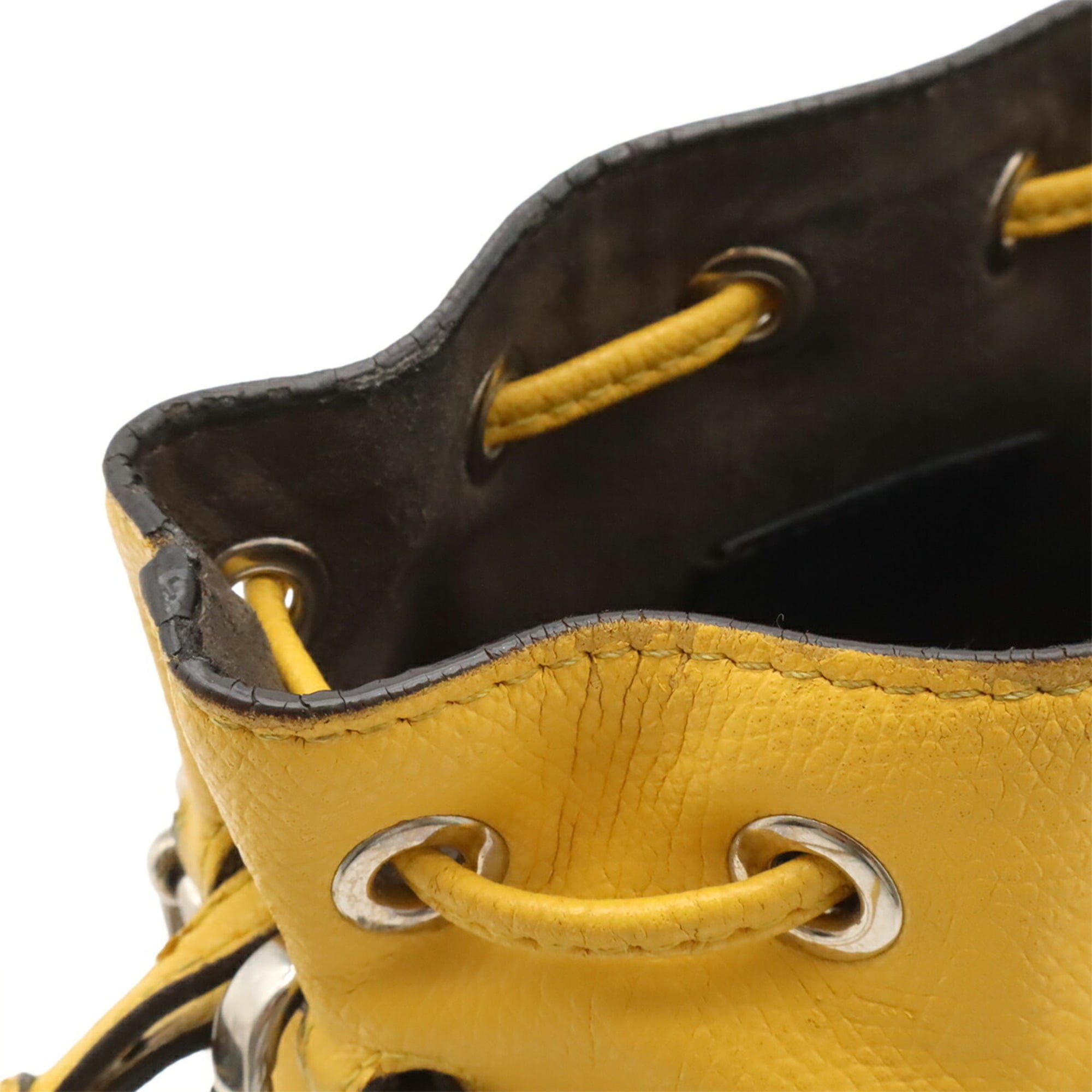Fendi Yellow Leather Handbag Shoulder Bag (Pre-Owned)