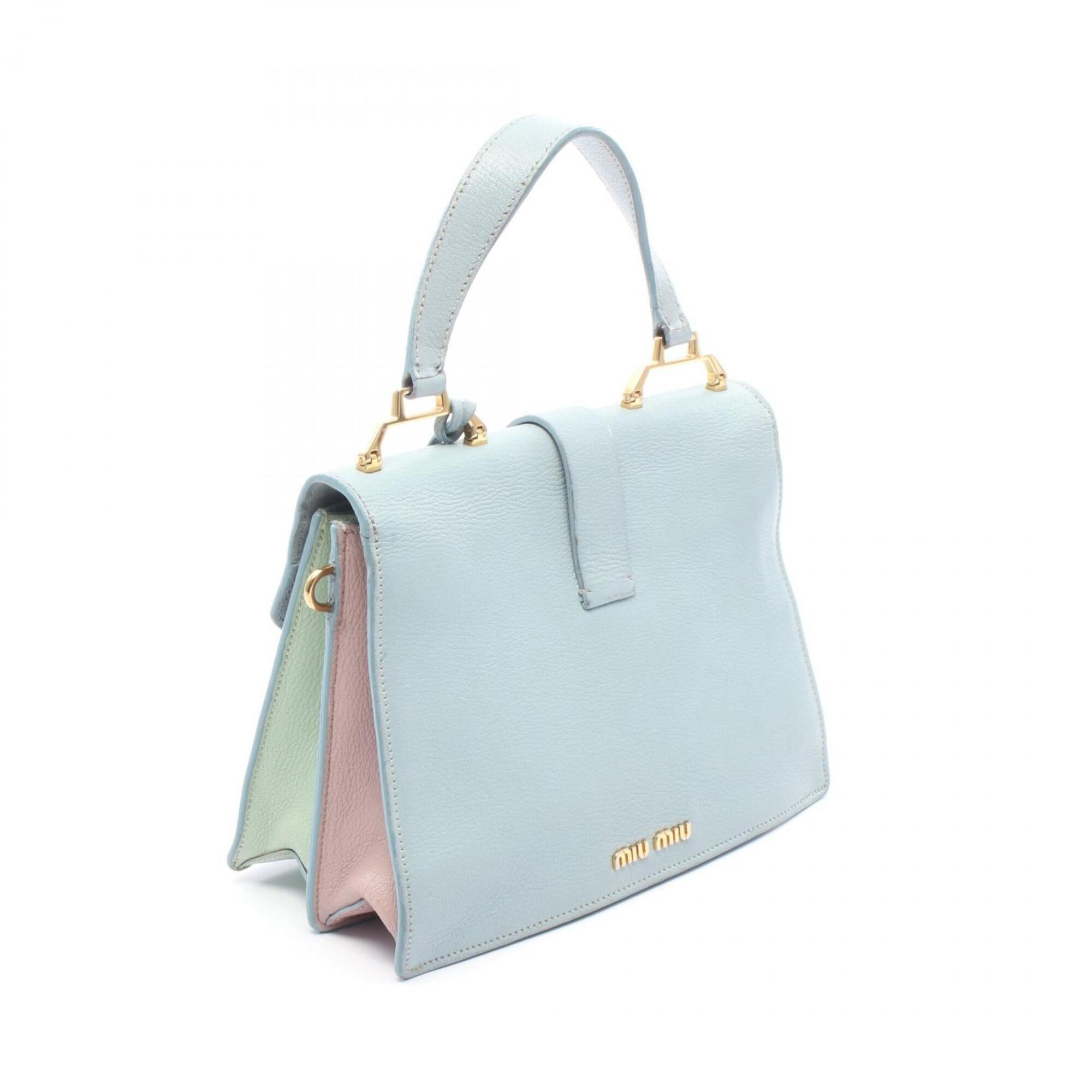 Miu Miu Blue Green Pink Leather Handbag (Pre-Owned)