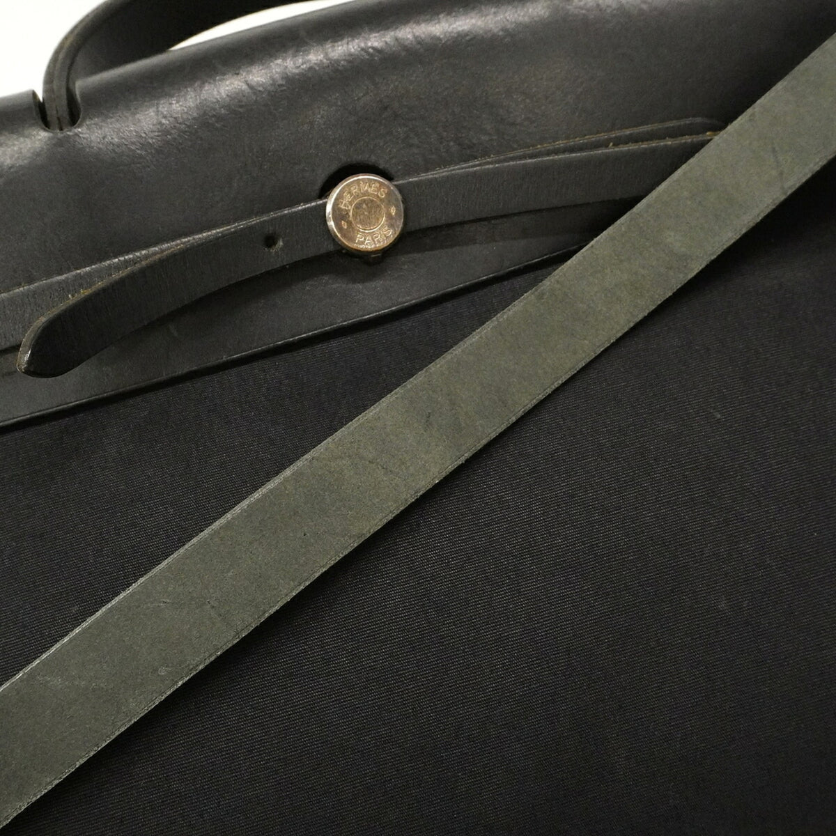 Hermes Black Toile Officier Handbag (Pre-Owned)