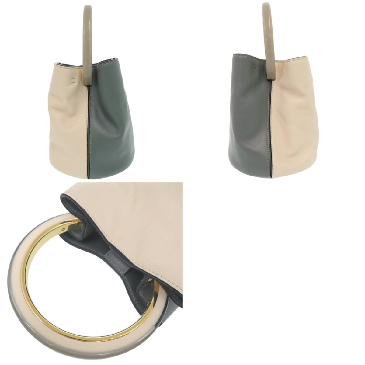 Marni Beige Green Leather Pouch Shoulder Bag (Pre-Owned)