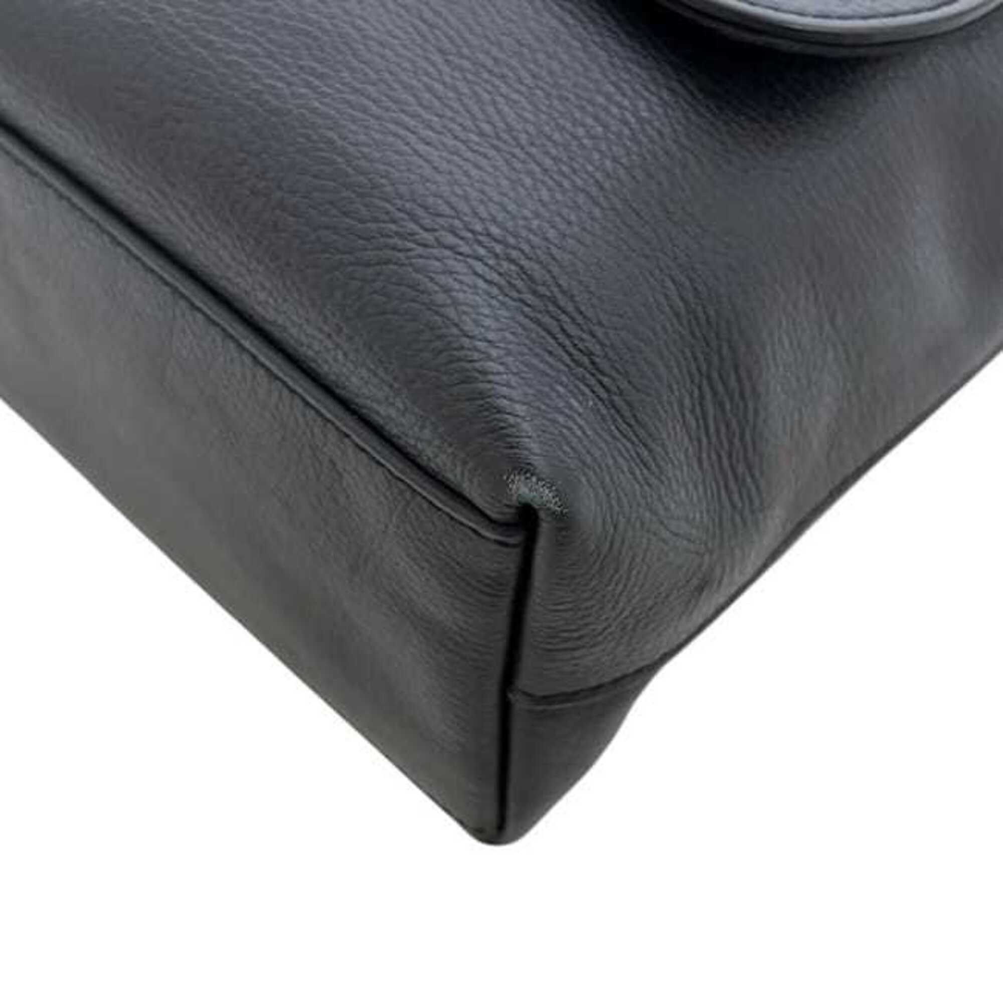 Coach Black Leather Messenger Bag Shoulder Bag (Pre-Owned)
