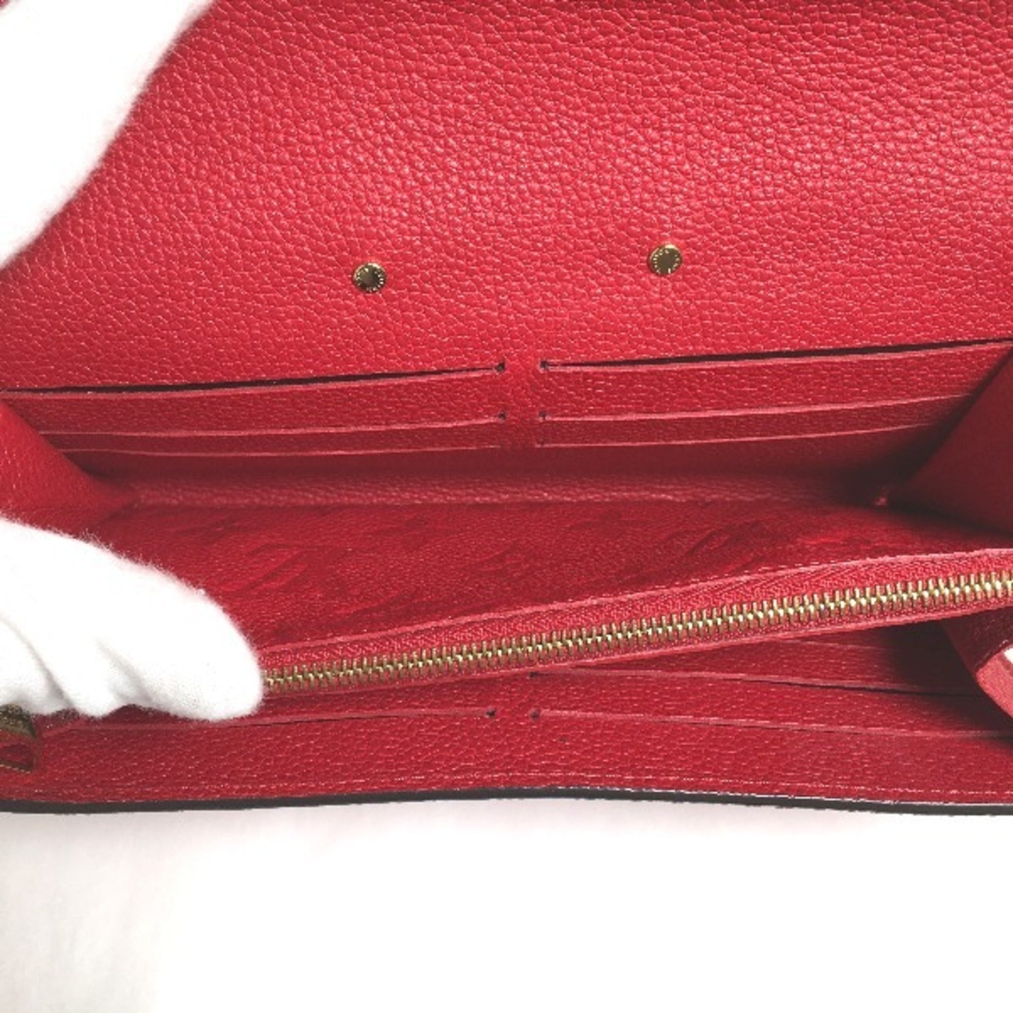 Louis Vuitton Red Color Monogram Long Wallet (Bi-Fold) (Pre-Owned)