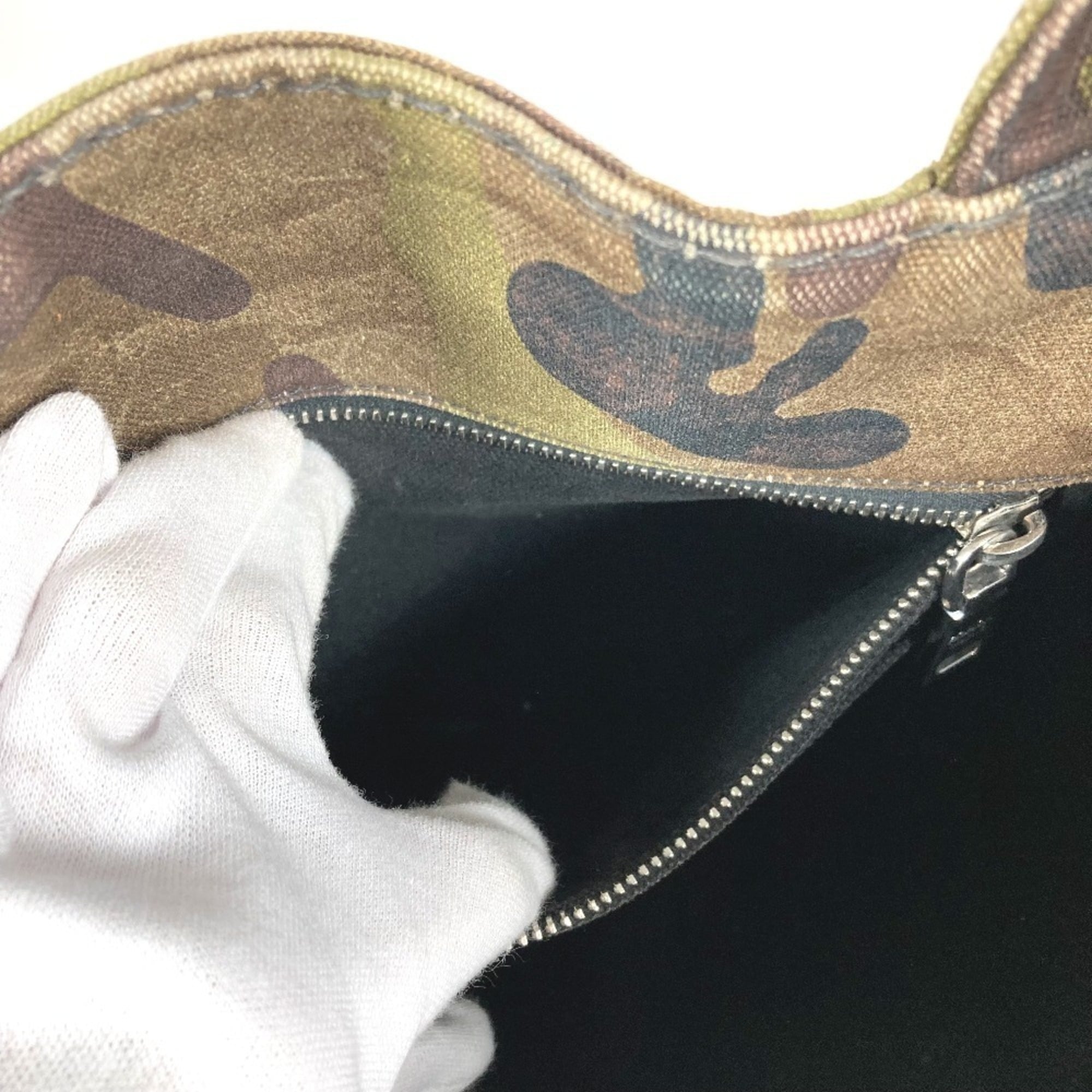 Prada Green Canvas Handbag Tote Bag (Pre-Owned)