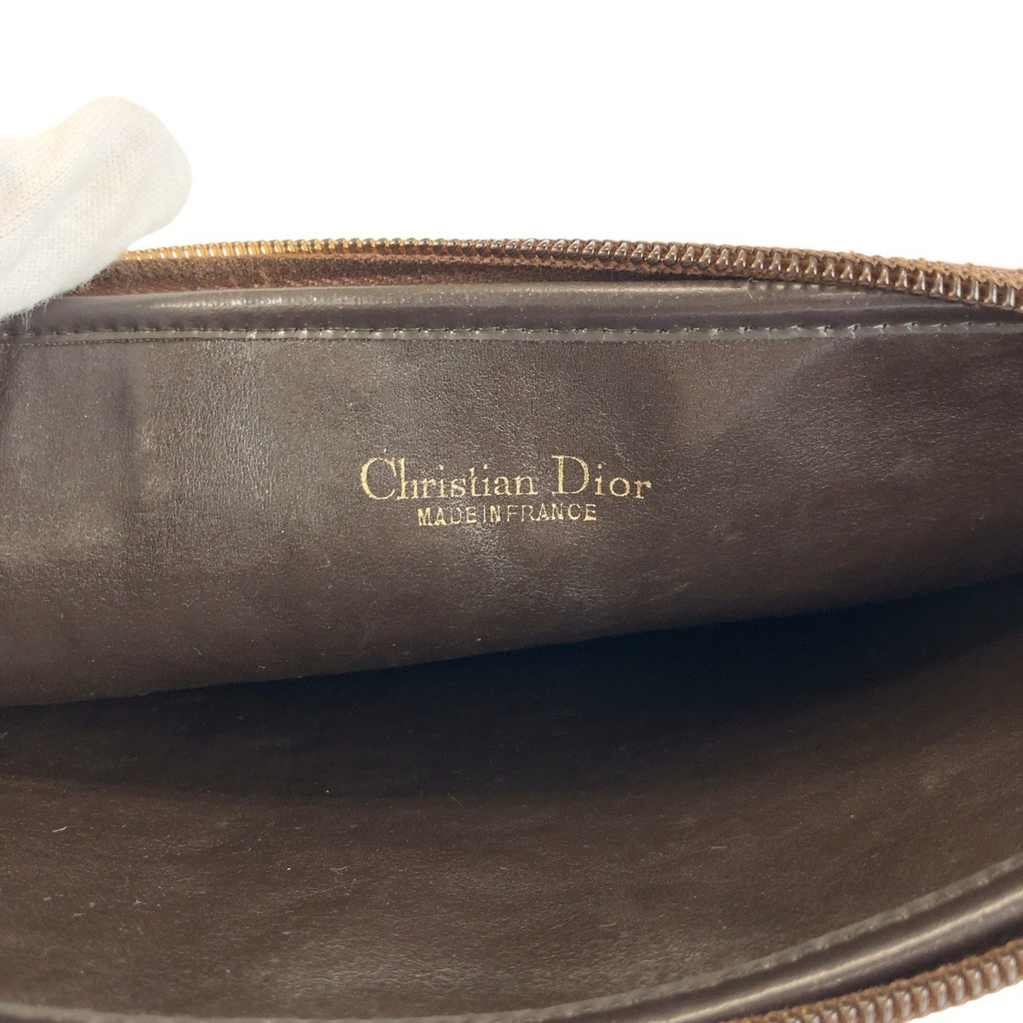 Christian Dior Beige Brown Canvas Leather Clutch Bag (Pre-Owned)