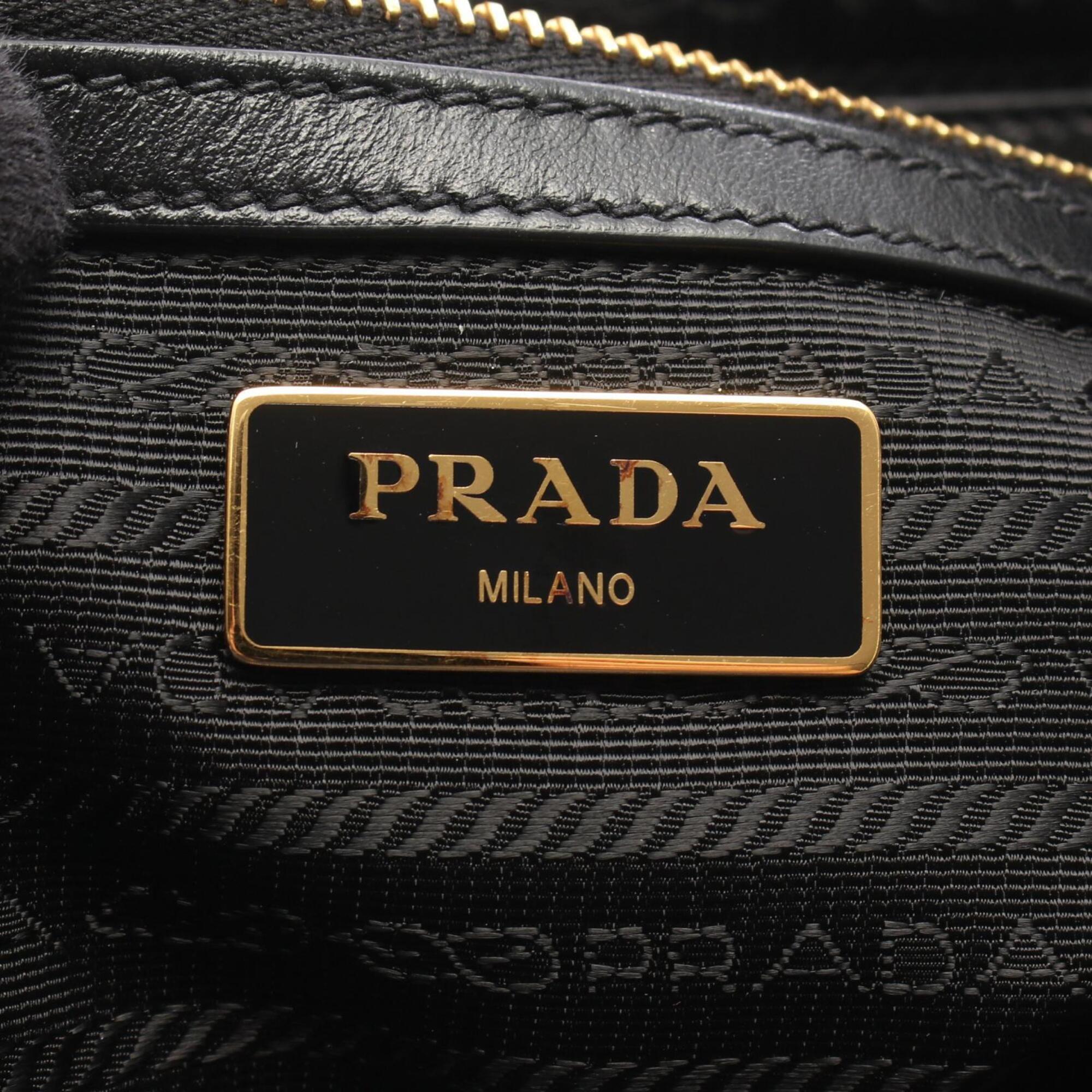 Prada Black Canvas Leather Handbag (Pre-Owned)