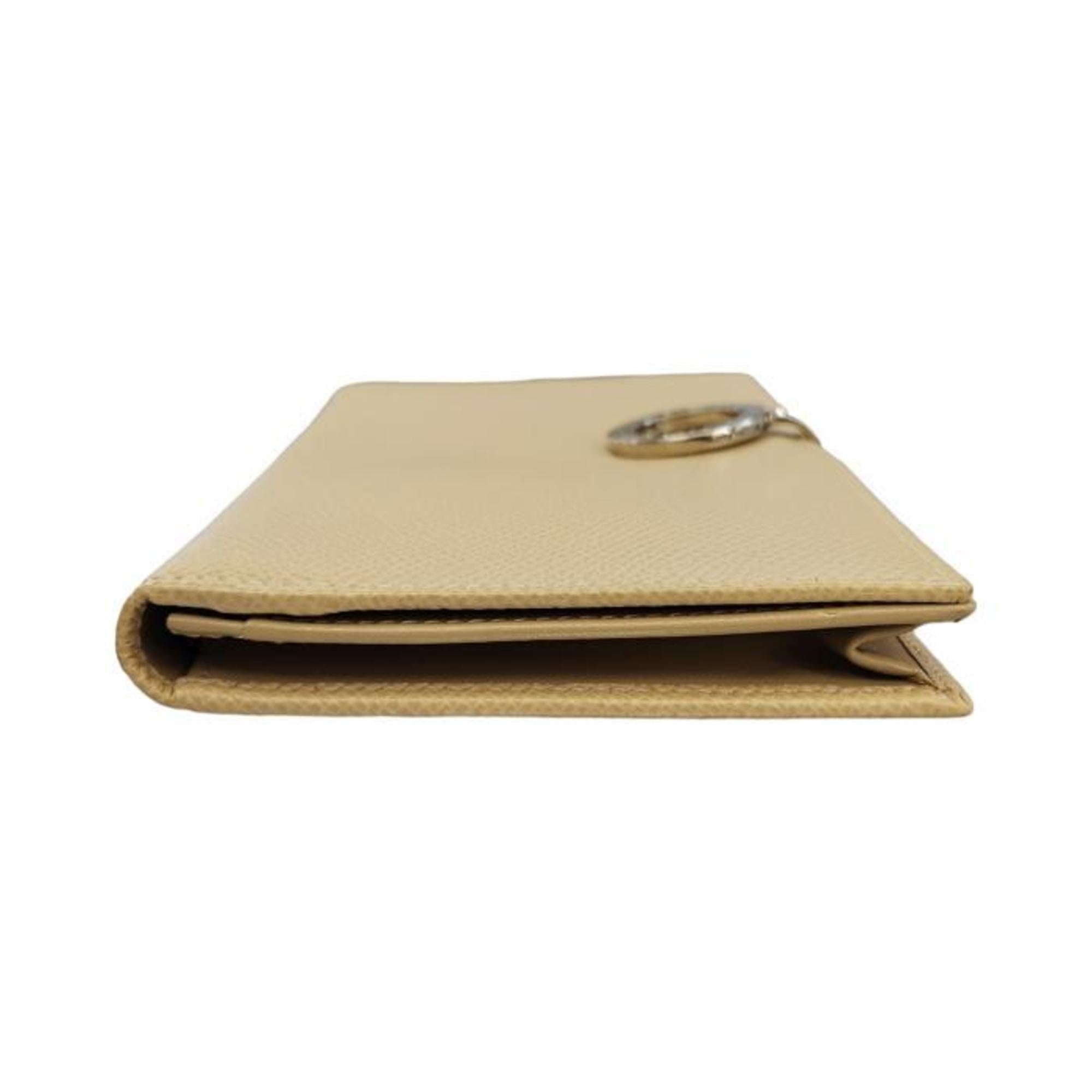 Bvlgari Beige Leather Long Wallet (Bi-Fold) (Pre-Owned)