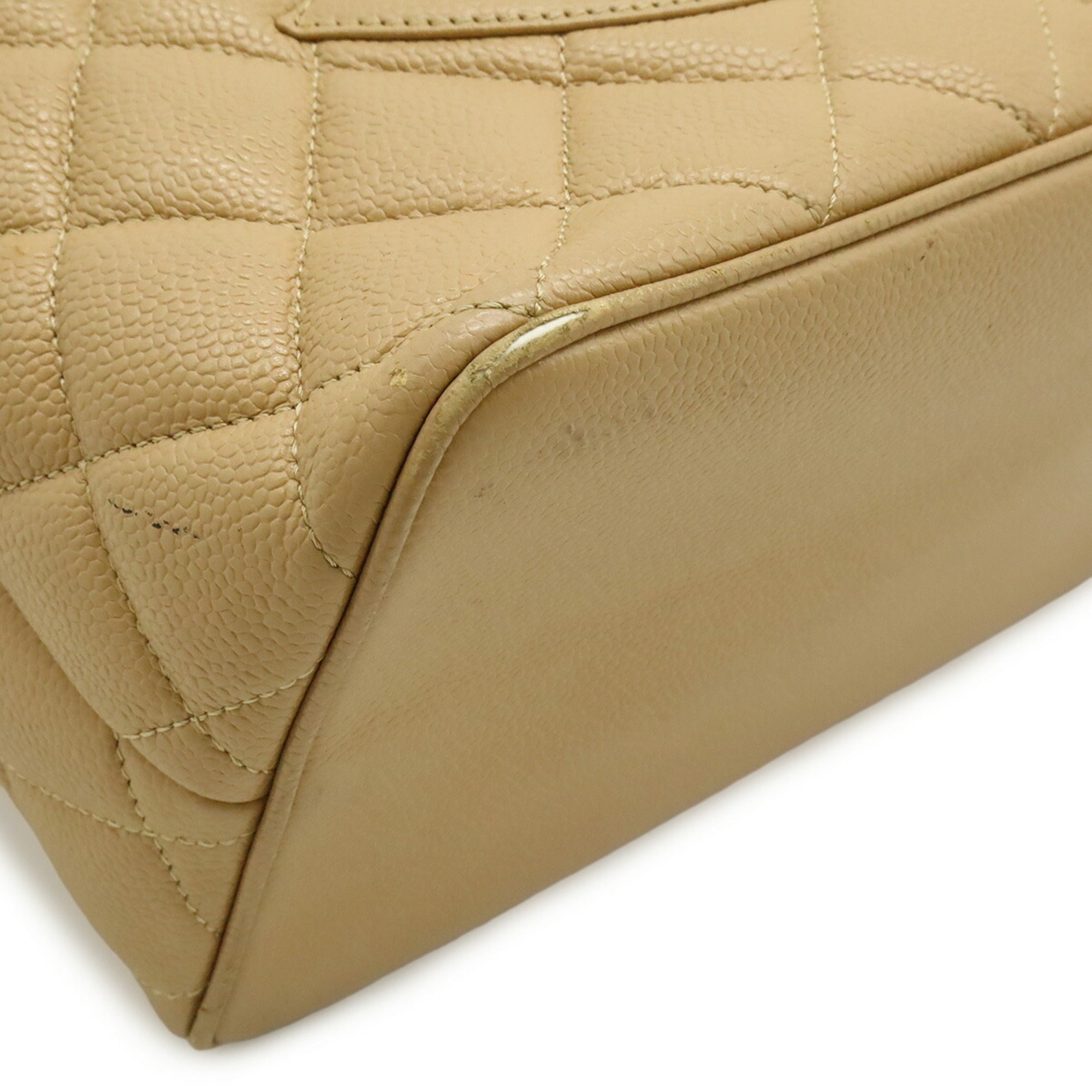Chanel Matelasse Beige Grained Calfskin Shoulder Bag Tote Bag (Pre-Owned)