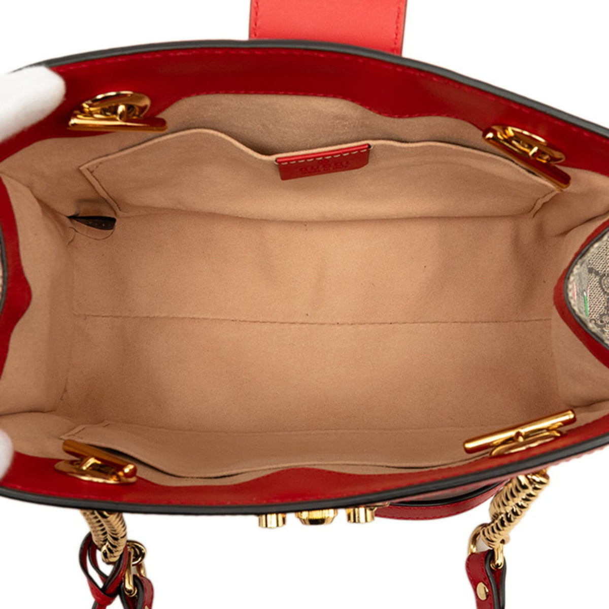 Gucci Padlock Beige Red Color Pvc Leather Handbag Shoulder Bag (Pre-Owned)
