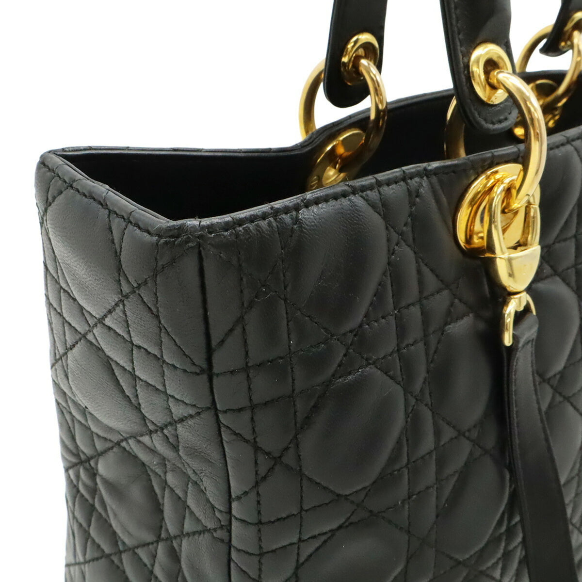 Christian Dior Black Leather Handbag Shoulder Bag (Pre-Owned)