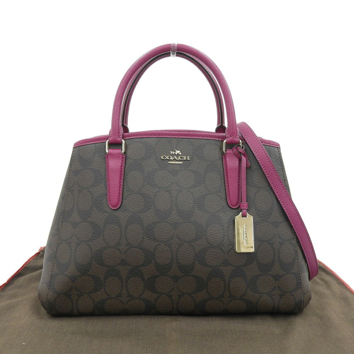 Coach Brown Purple Pvc Leather Handbag Shoulder Bag (Pre-Owned)