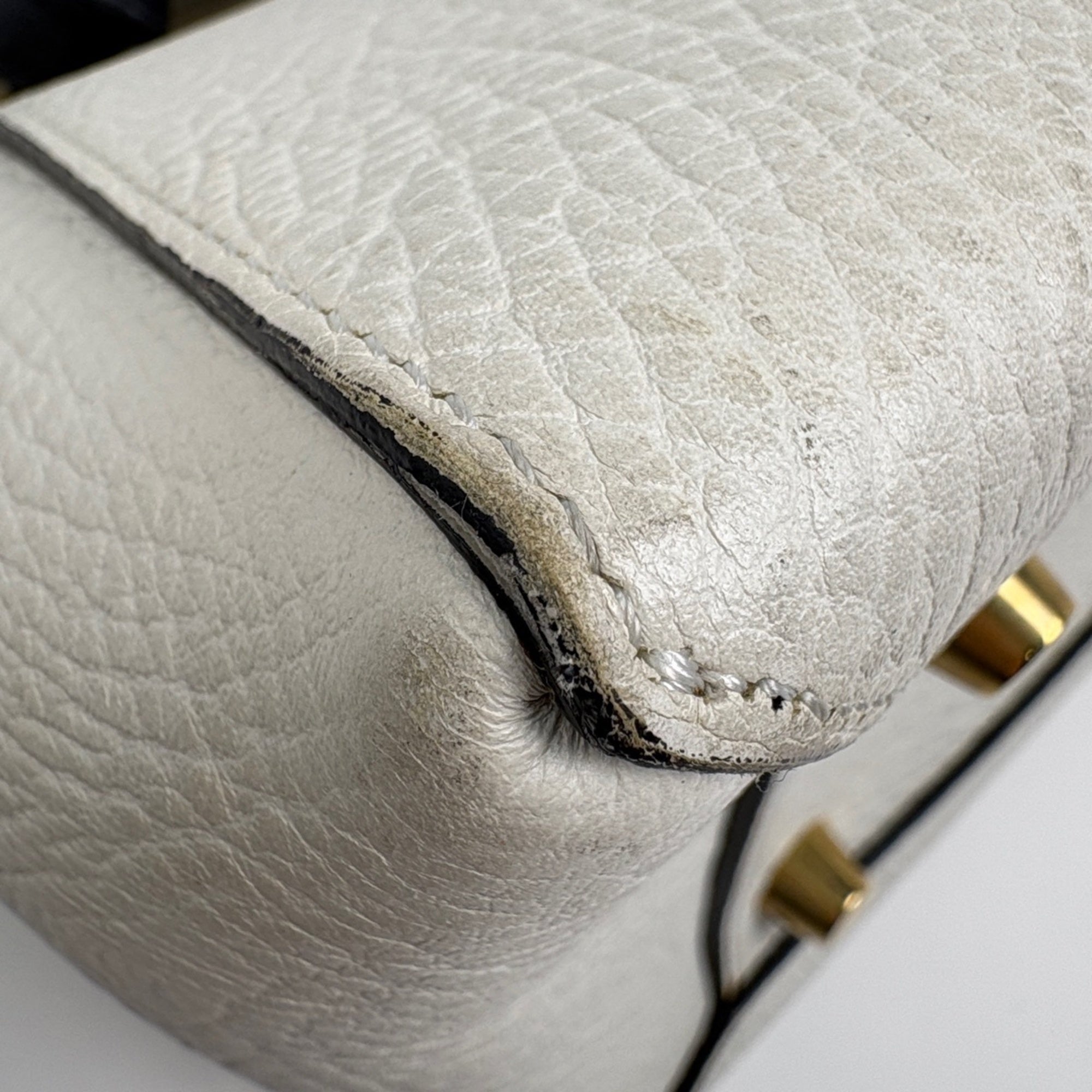 Celine Navy White Leather Handbag (Pre-Owned)