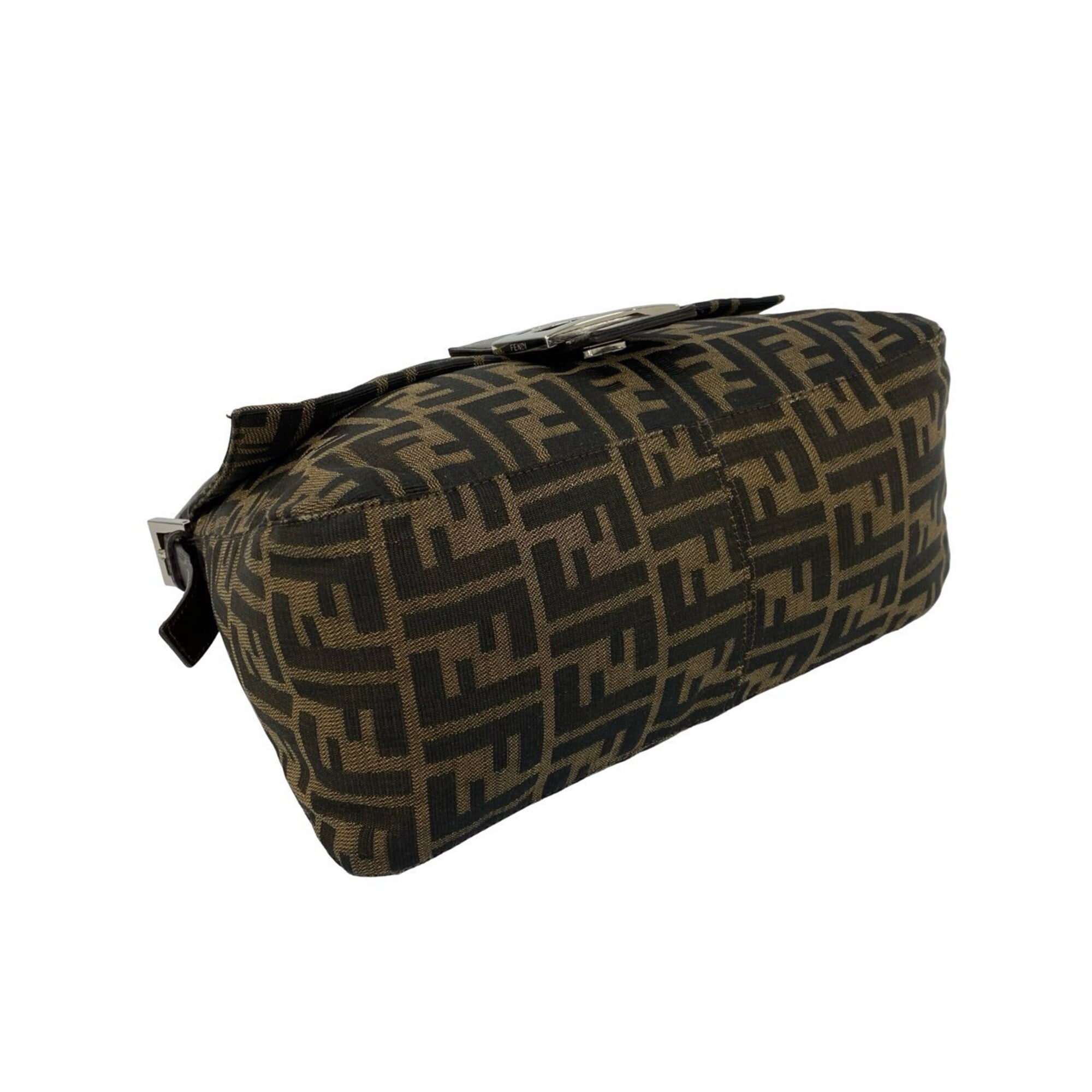 Fendi Black Brown Canvas Leather Shoulder Bag (Pre-Owned)