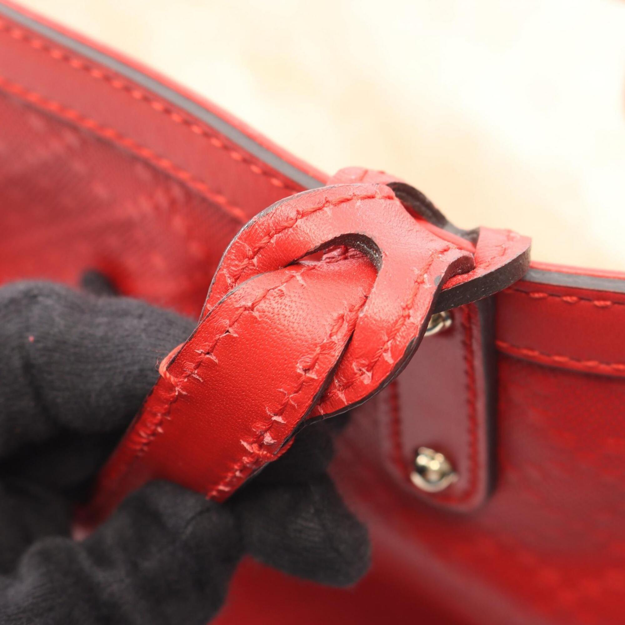 Gucci Red Color Leather Handbag Tote Bag (Pre-Owned)