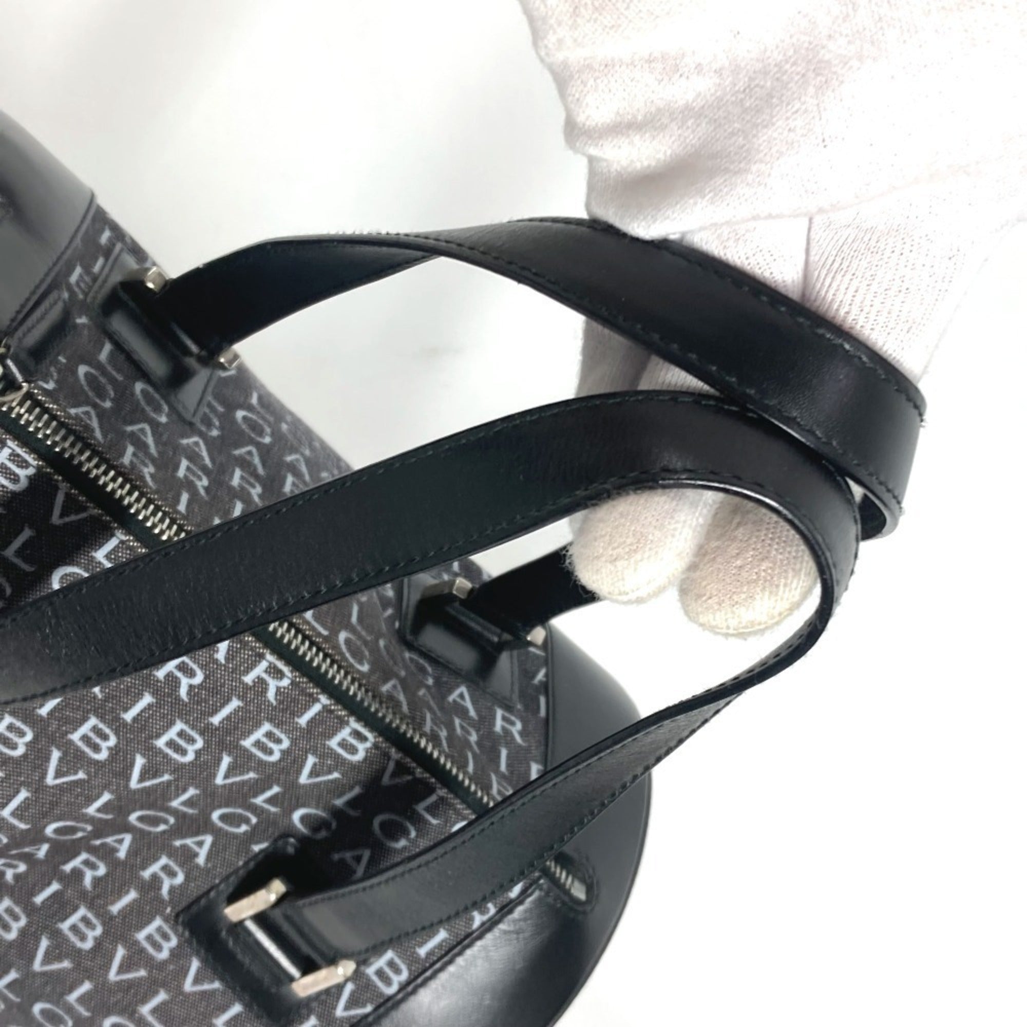 Bvlgari B.Zero1 Black Denim Leather Handbag Shoulder Bag (Pre-Owned)