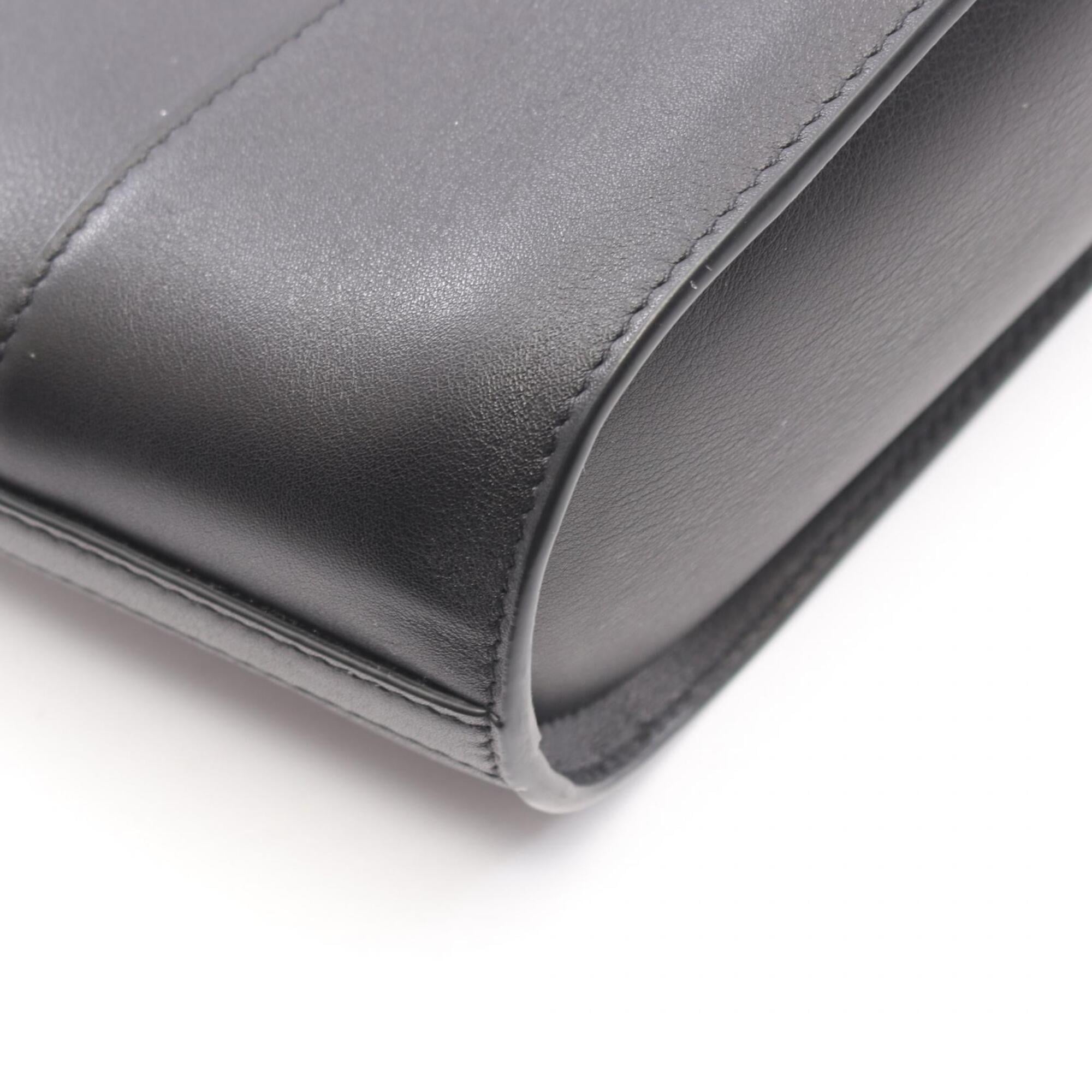 Saint Laurent Black Leather Handbag Pouch (Pre-Owned)