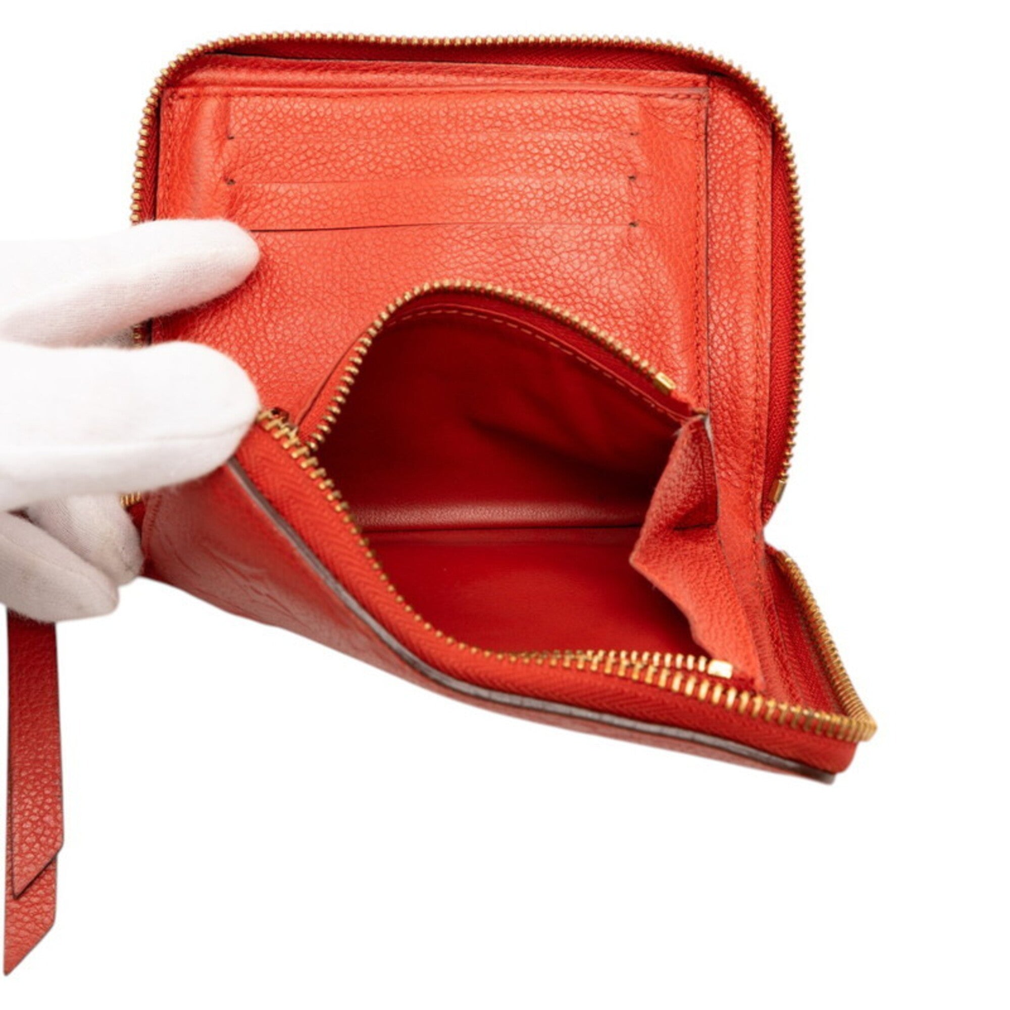 Louis Vuitton Monogram Empreinte Auriane Red Color Leather Wallet (Bi-Fold) (Pre-Owned)