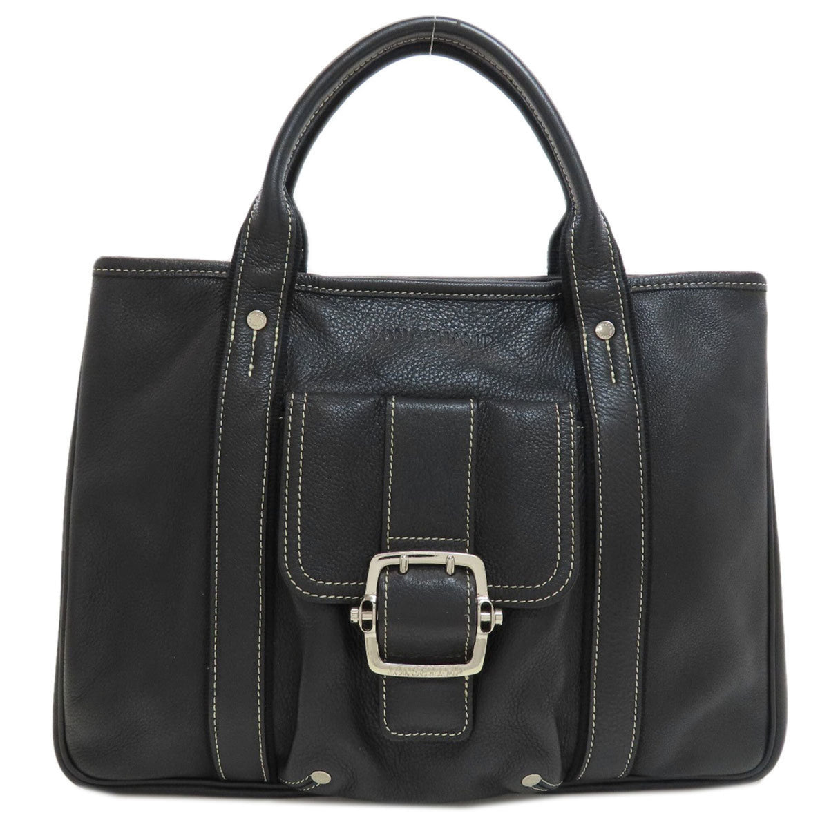 Longchamp Black Leather Handbag (Pre-Owned)