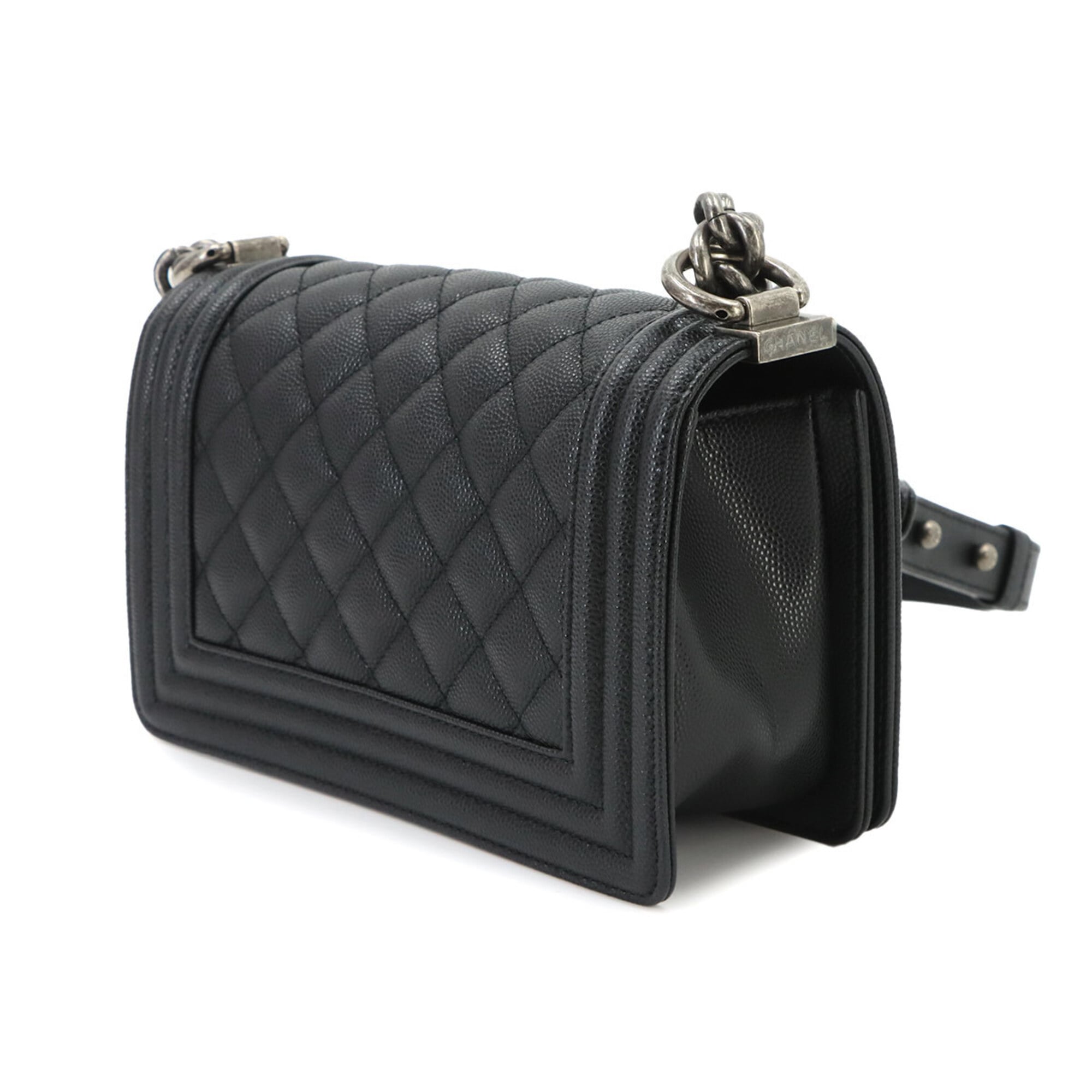 Chanel Black Grained Calfskin Handbag Shoulder Bag (Pre-Owned)