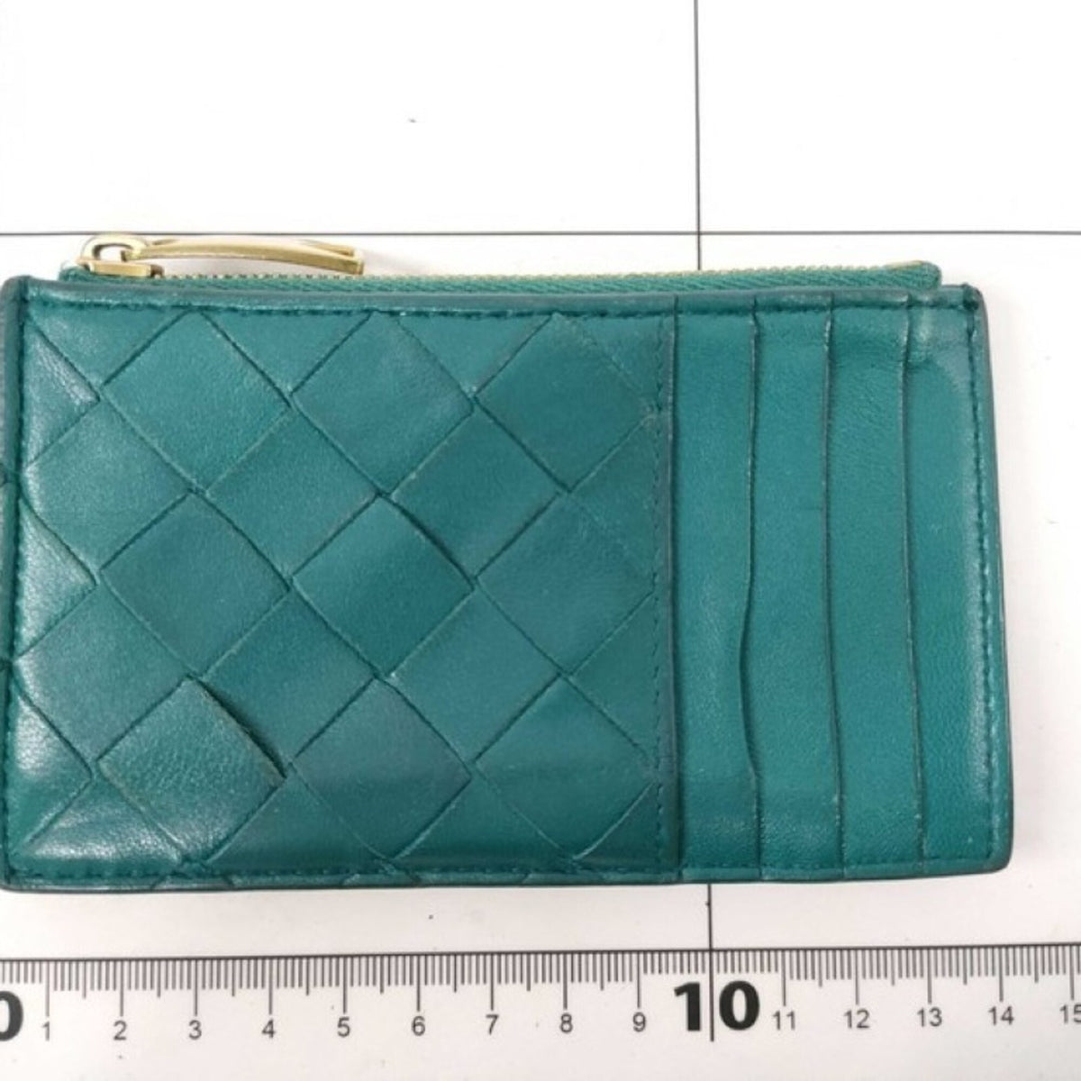Bottega Veneta Intrecciato Green Leather Coin Purse/Coin Case (Pre-Owned)