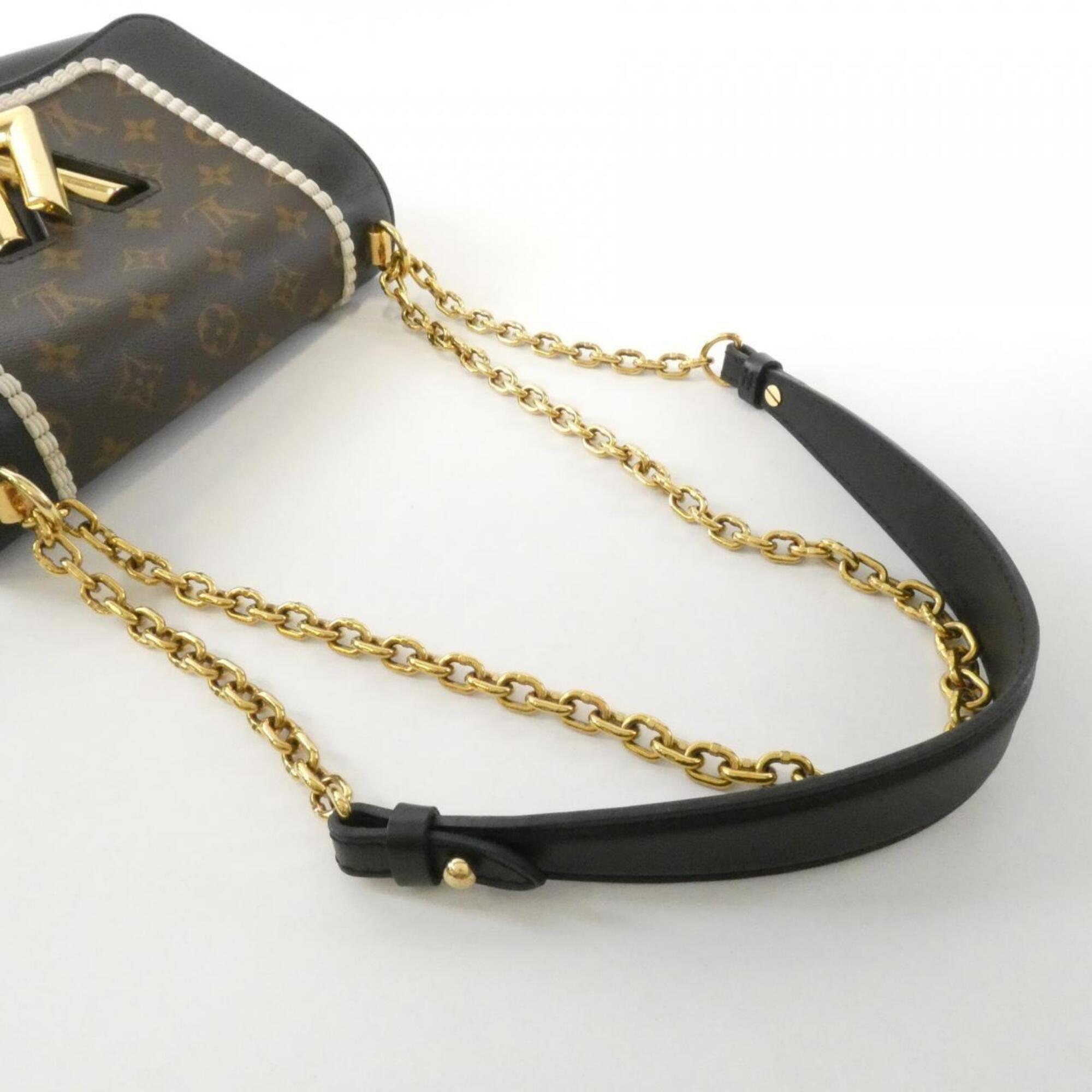 Louis Vuitton Black Marron Coated Canvas Leather Shoulder Bag (Pre-Owned)