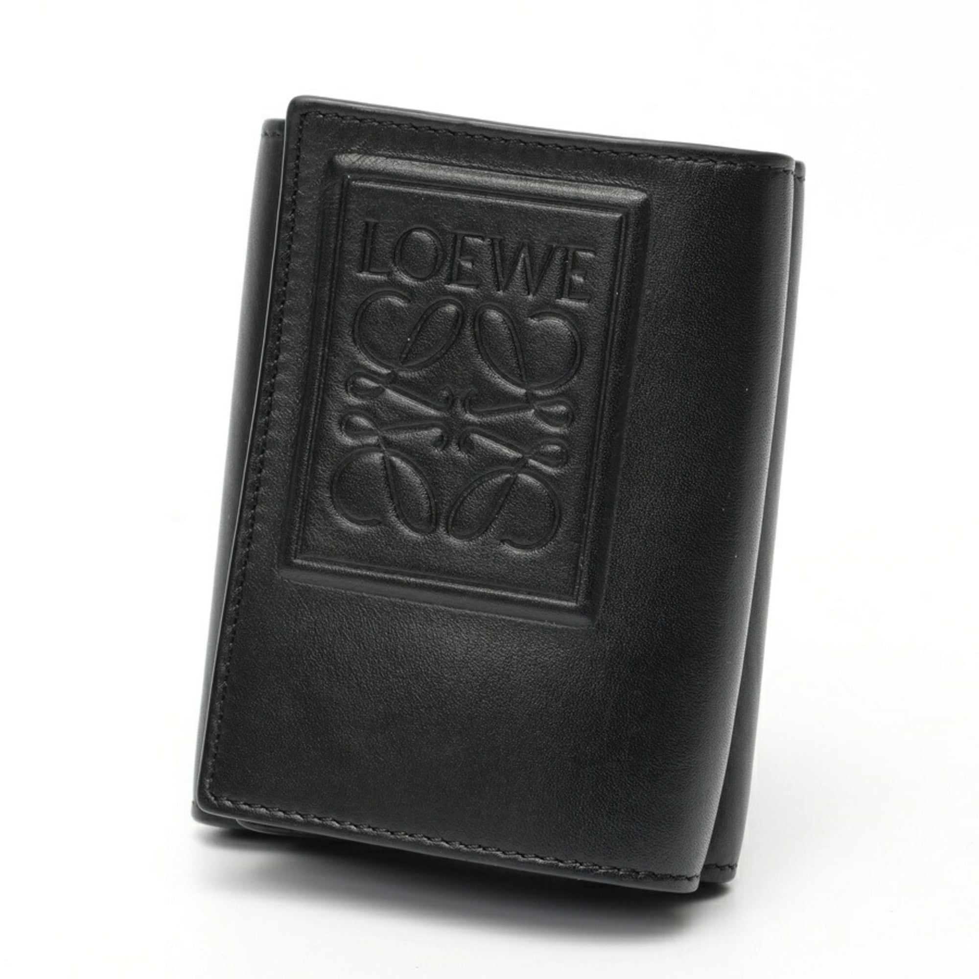 Loewe Black Satin Leather Wallet (Tri-Fold) (Pre-Owned)