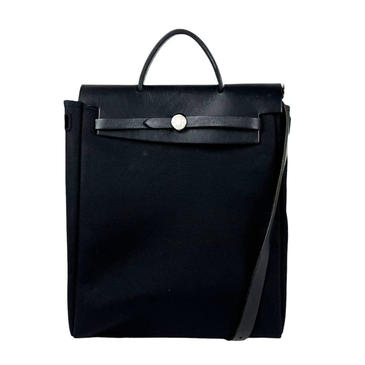 Hermes Black Toile Officier Handbag (Pre-Owned)