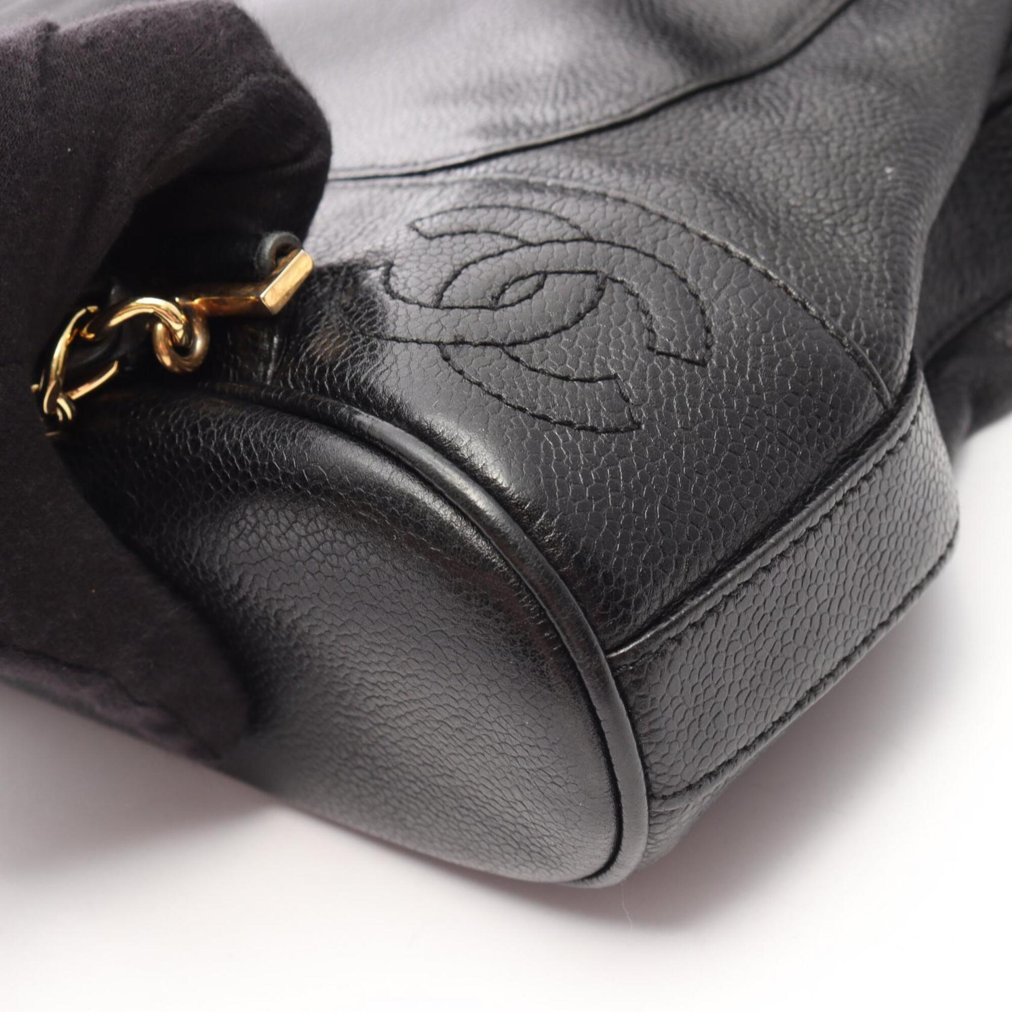 Chanel Black Grained Calfskin Backpack Handbag (Pre-Owned)