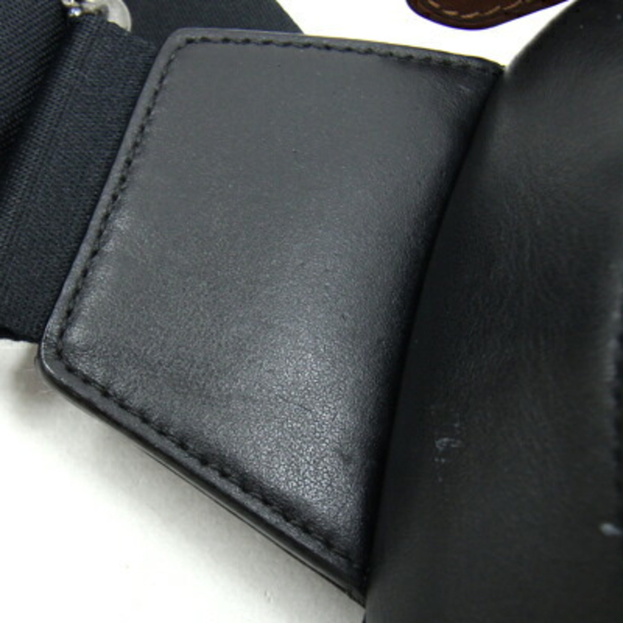 Coach Black Brown Leather Nylon Sling Bag (Pre-Owned)