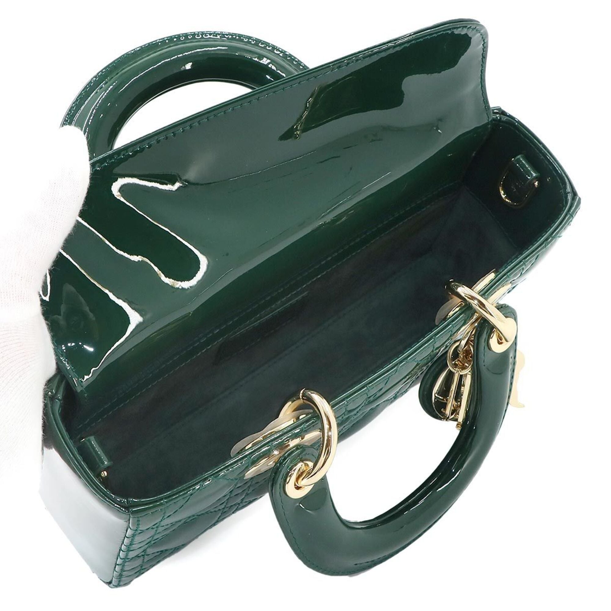 Christian Dior Green Green Patent Leather Handbag (Pre-Owned)