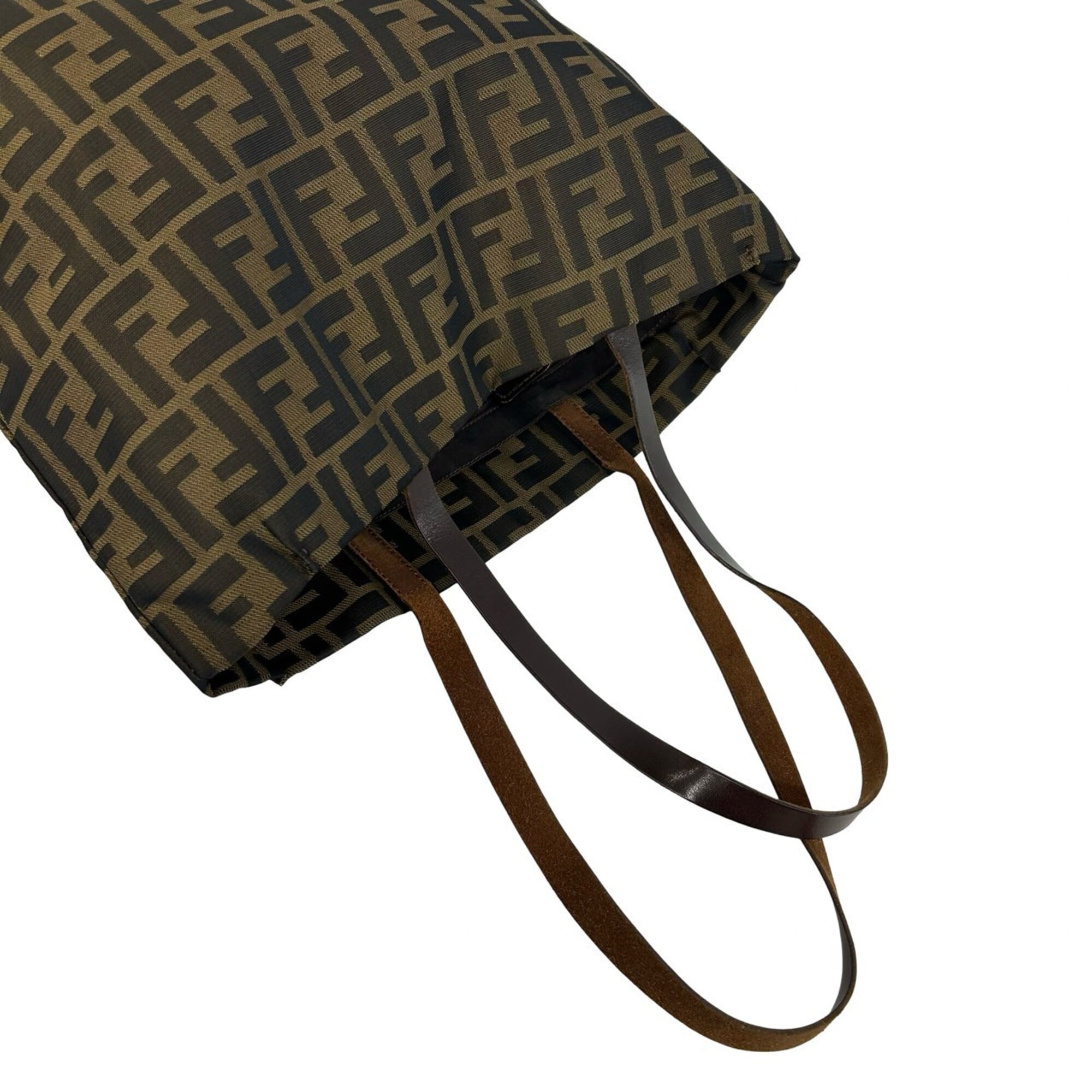 Fendi Brown Canvas Leather Handbag Shoulder Bag Tote Bag (Pre-Owned)