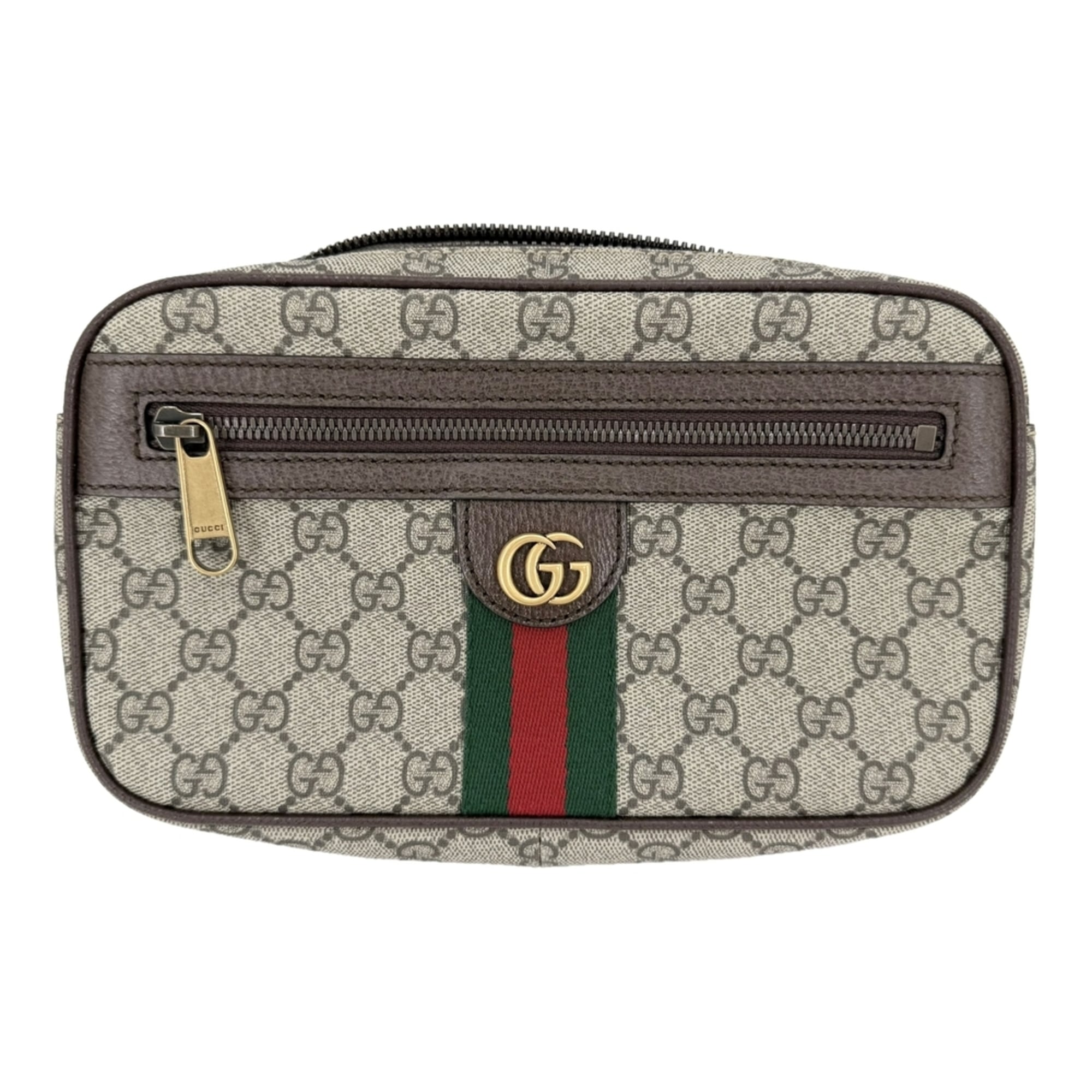 Gucci Sherry Line Beige Brown Gg Supreme Leather Sling Bag (Pre-Owned)