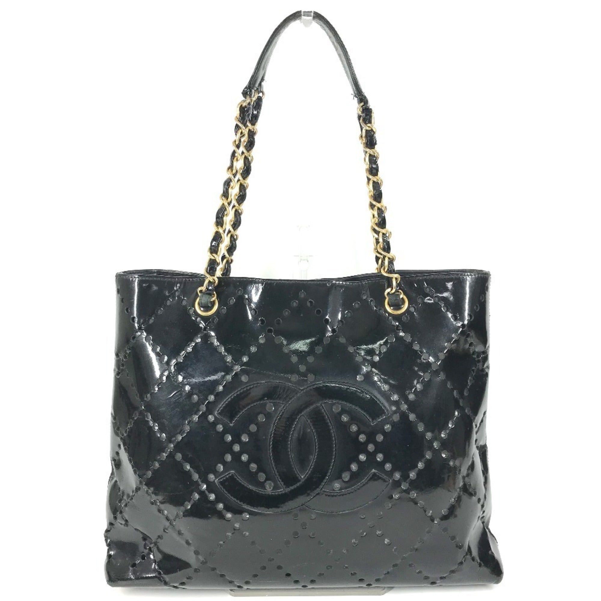 Chanel Black Leather Shoulder Bag Tote Bag (Pre-Owned)