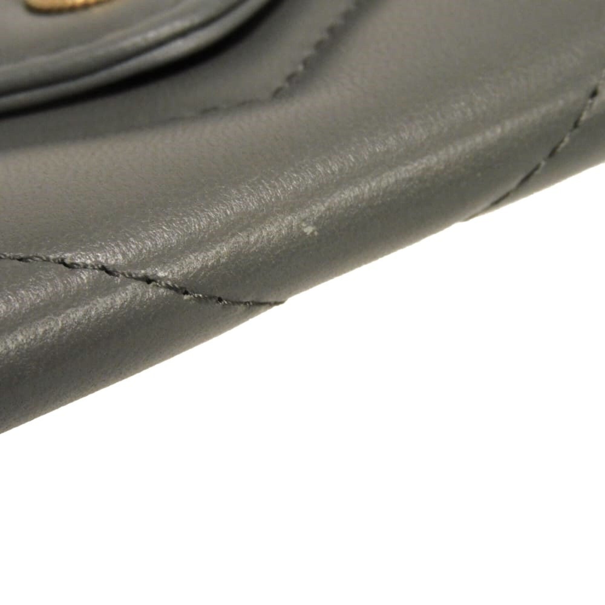 Chanel Gray Leather Wallet (Bi-Fold) (Pre-Owned)