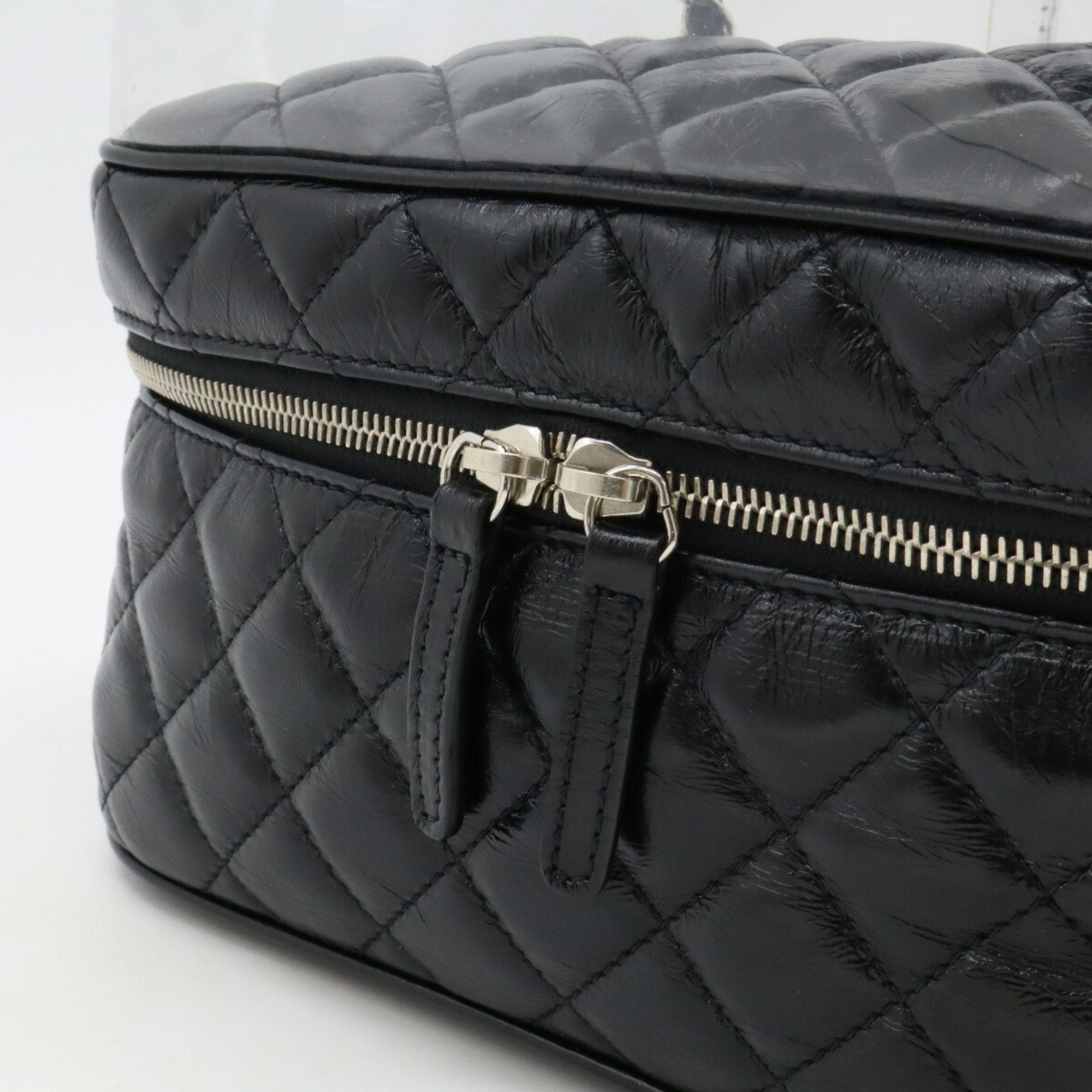 Chanel Black Vinyl Leather Shoulder Bag (Pre-Owned)
