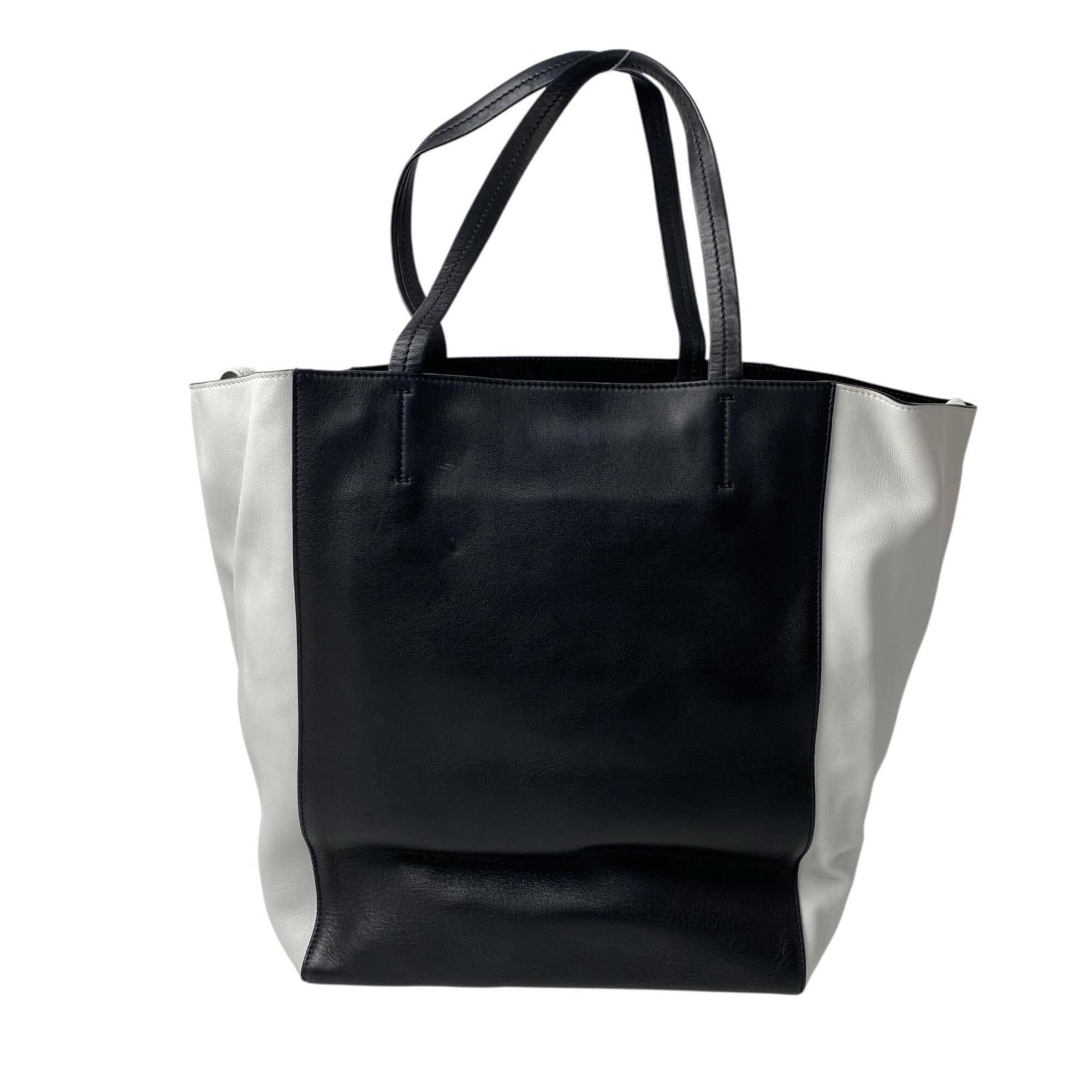 Celine Black White Leather Pouch Tote Bag (Pre-Owned)