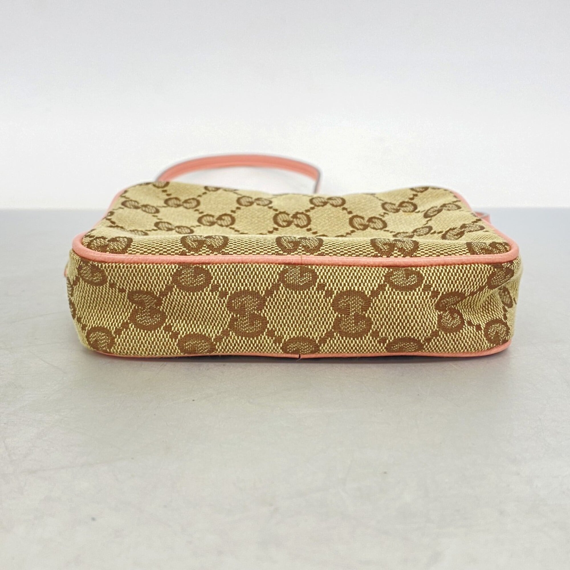 Gucci Brown Pink Canvas Shoulder Bag (Pre-Owned)