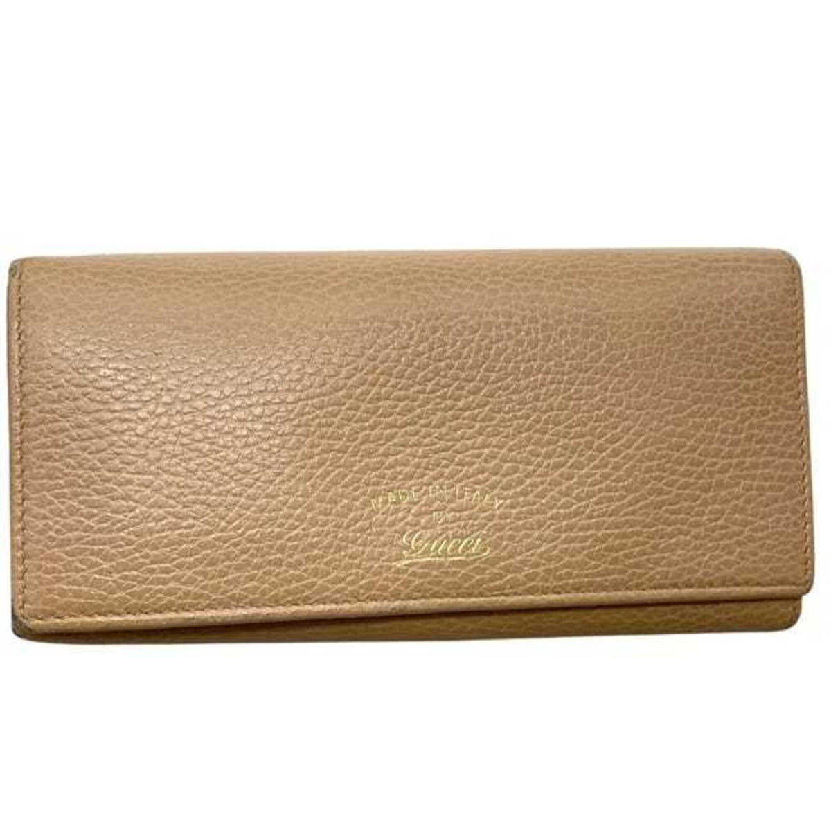 Gucci Beige Leather Long Wallet (Bi-Fold) (Pre-Owned)