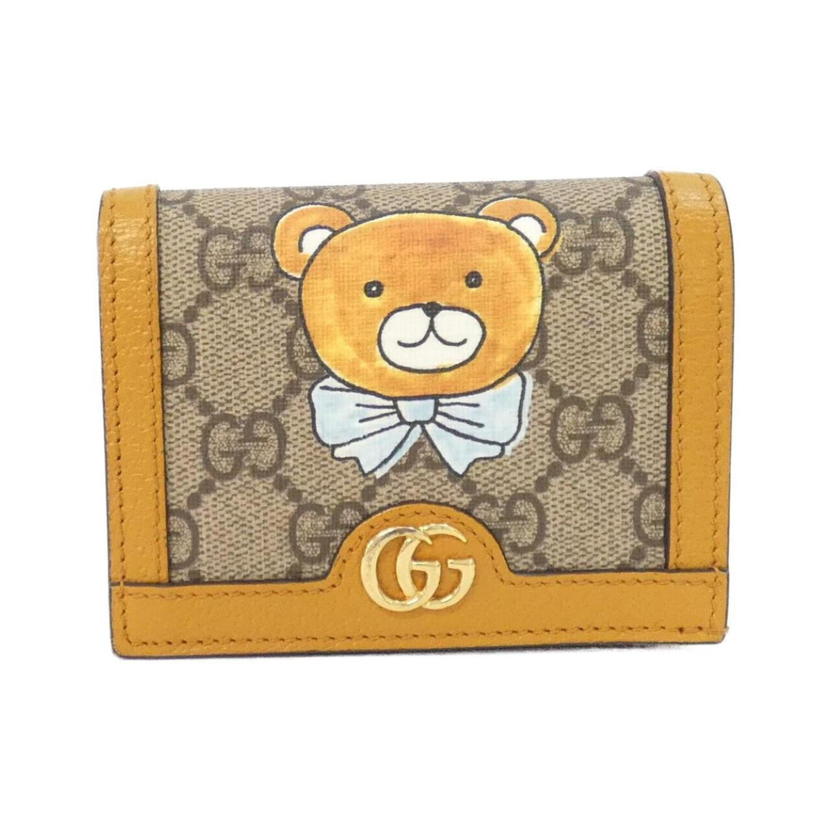 Gucci Beige Mustard Gg Supreme Canvas Leather Wallet (Bi-Fold) (Pre-Owned)