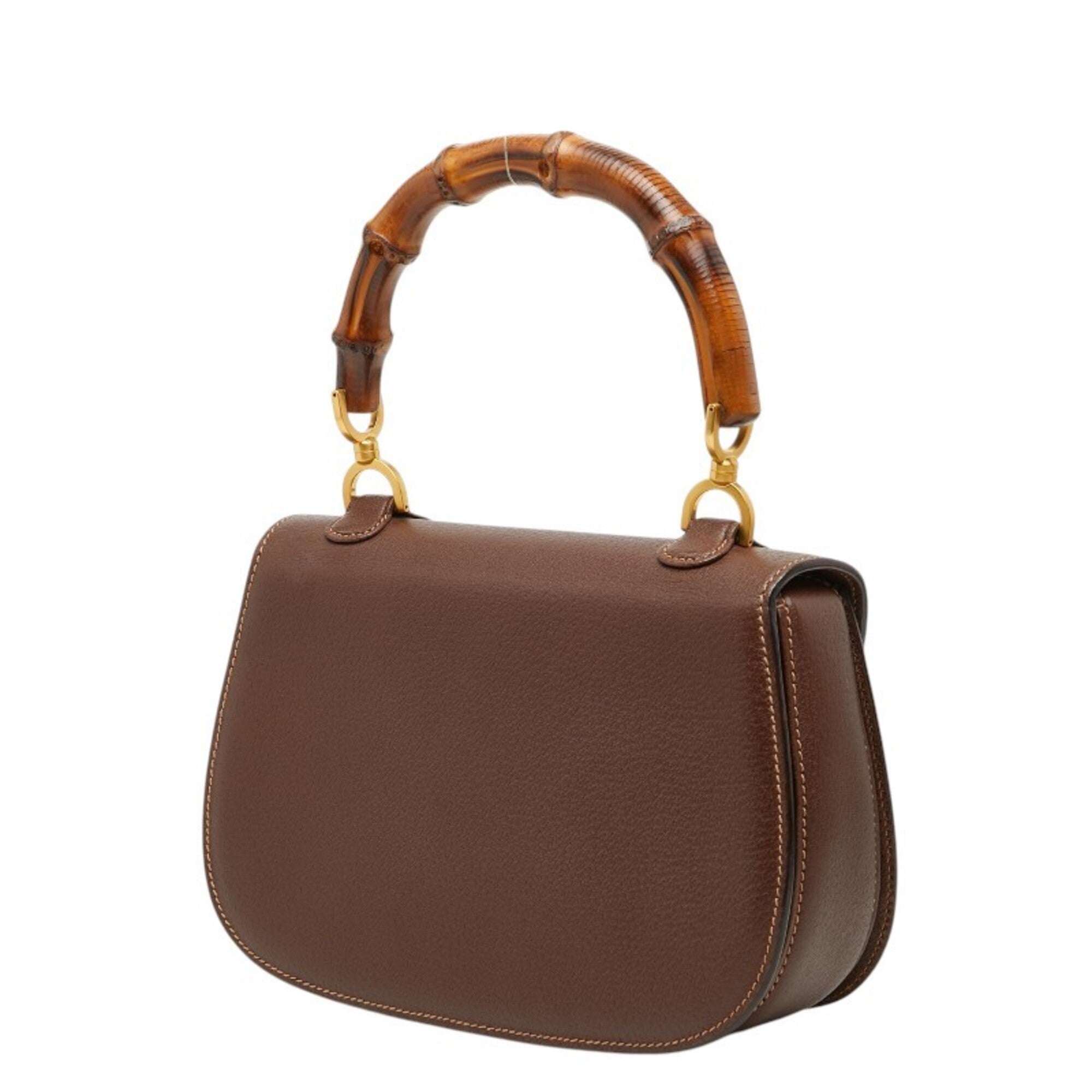 Gucci Bamboo Brown Leather Handbag (Pre-Owned)