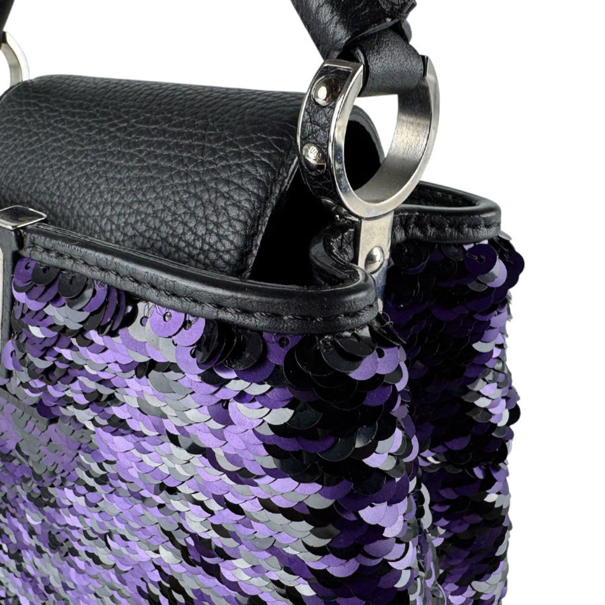 Louis Vuitton Black Purple Spangles Leather Handbag Shoulder Bag (Pre-Owned)