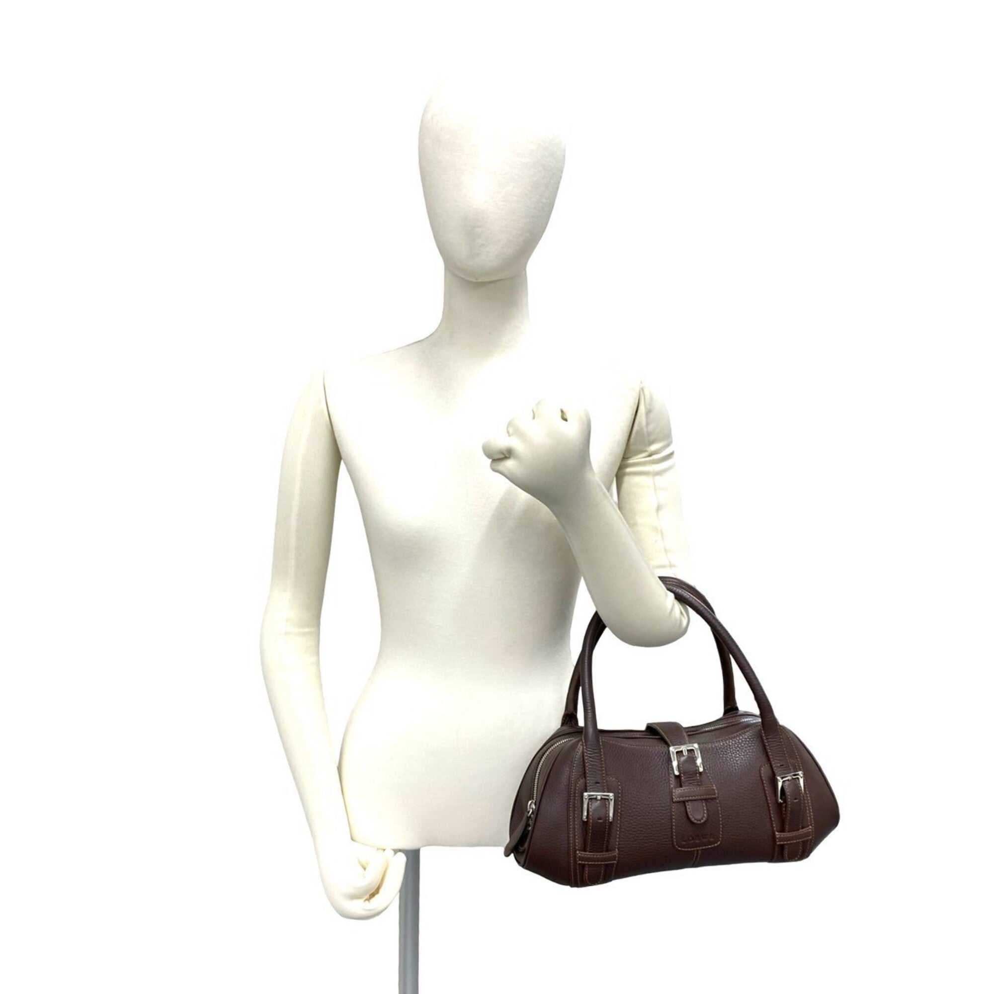 Loewe Brown Leather Boston Bag Handbag (Pre-Owned)